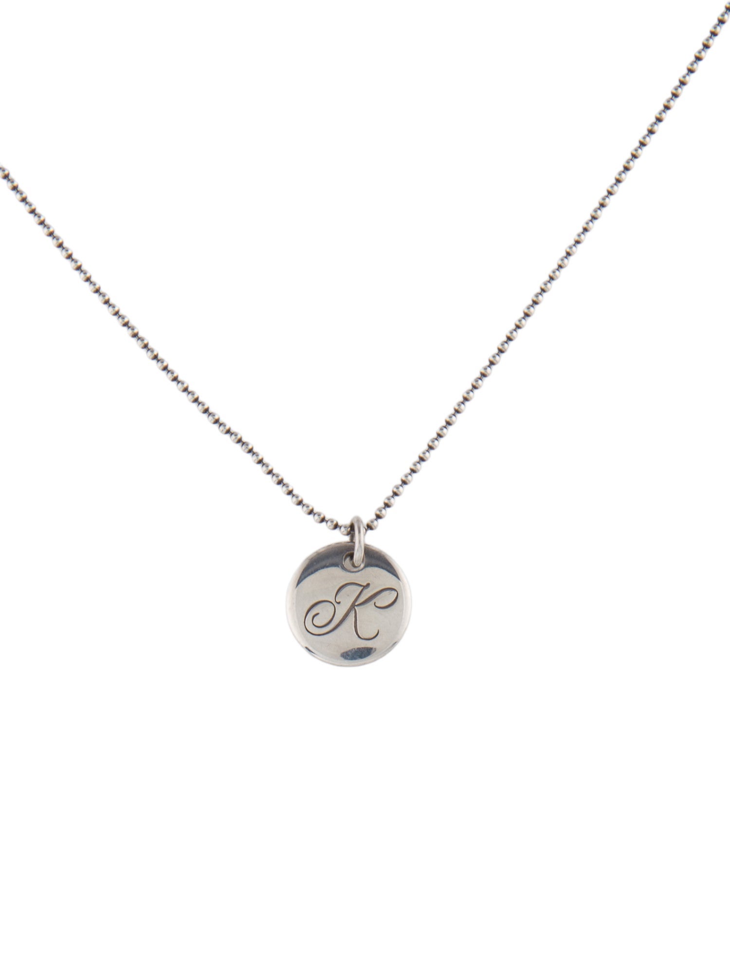 Tiffany & Co. Initial 'K' Round Pendant Necklace