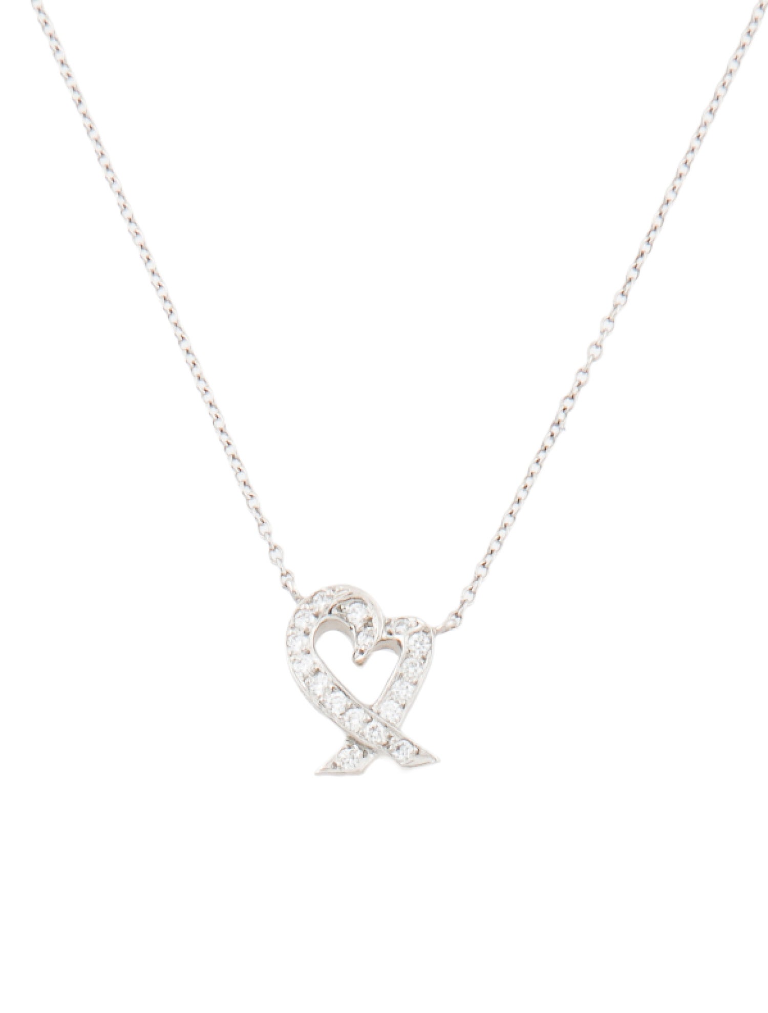 Tiffany & Co. Platinum Diamond Loving Heart Pendant Necklace