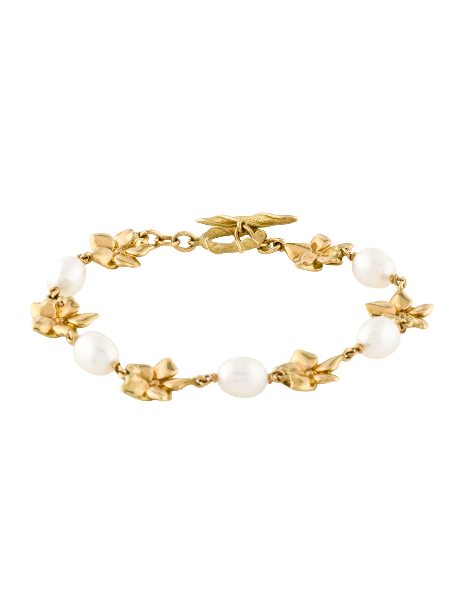 Tiffany & Co. 18K Pearl Plumeria Station Bracelet