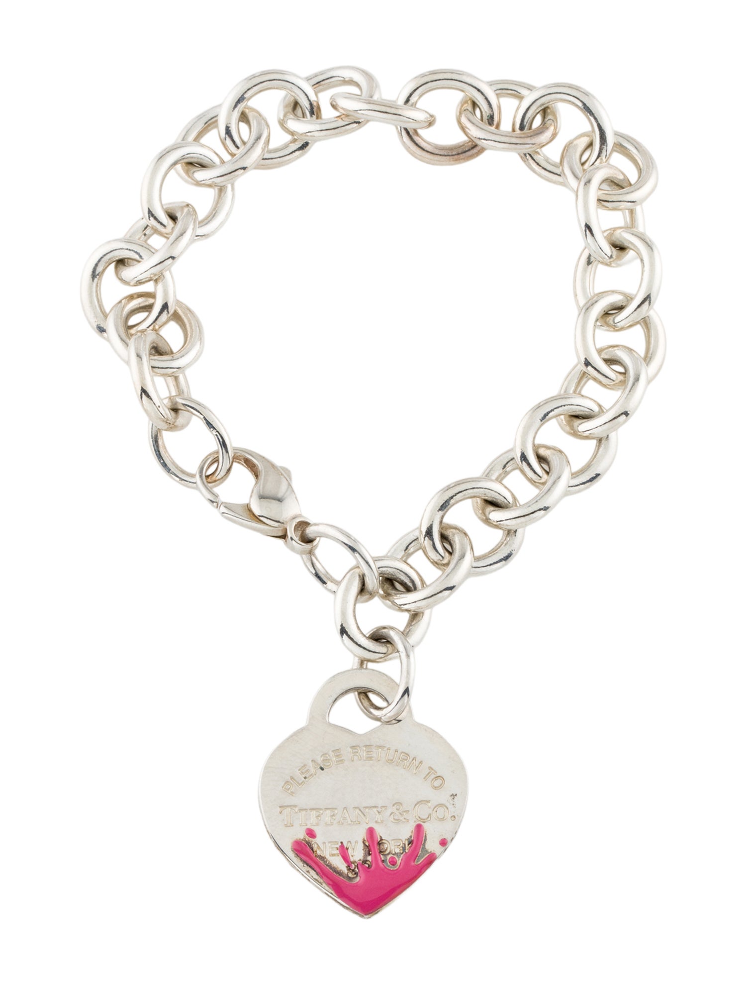 Tiffany & Co. Enamel Color Splash Heart Tag Charm Bracelet