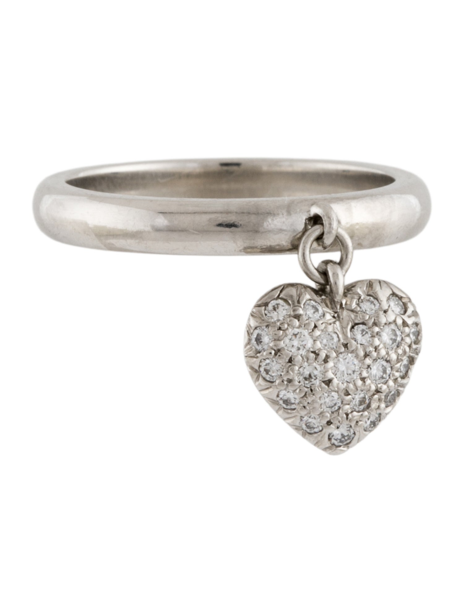 Tiffany & Co. Platinum Diamond Heart Charm ring