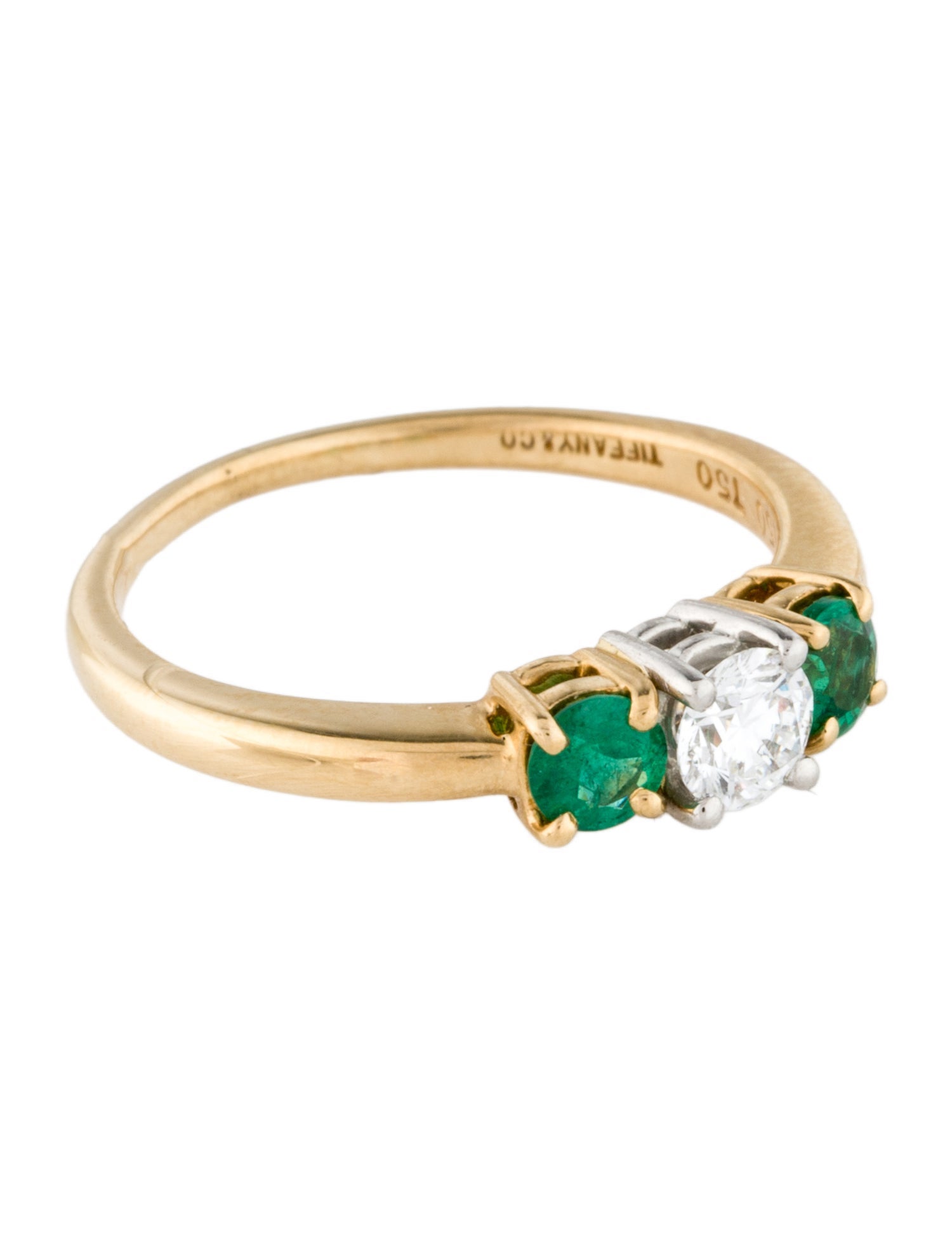 Tiffany & Co. Vintage Emerald & Diamond Three-Stone Ring