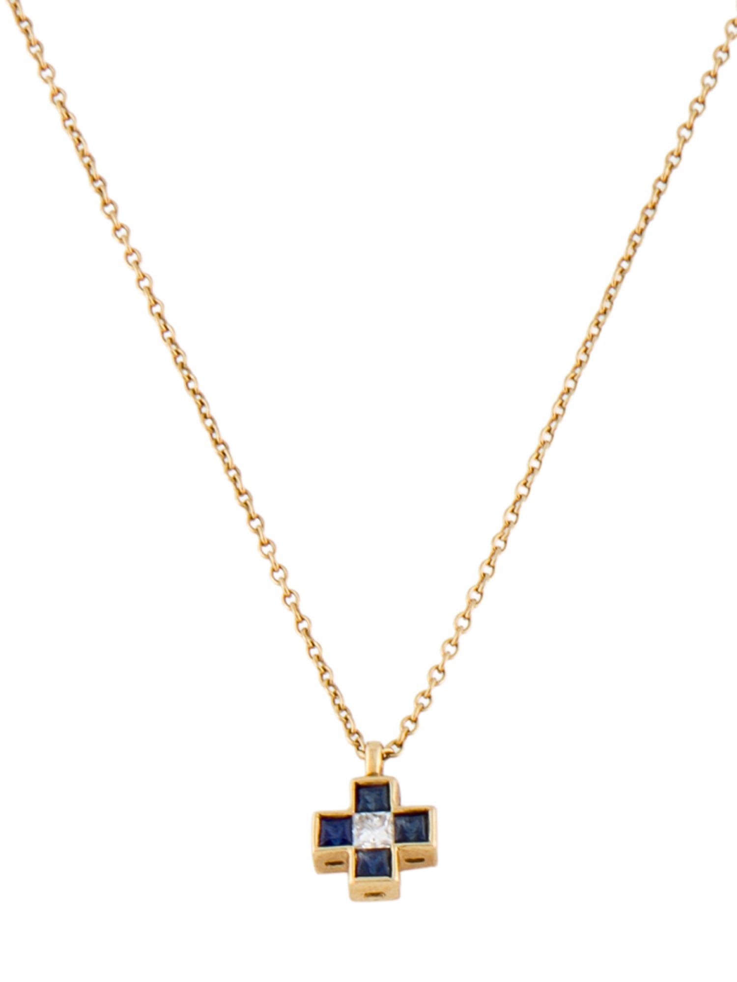 Tiffany & Co. 18K Sapphire & Diamond Cross Pendant Necklace