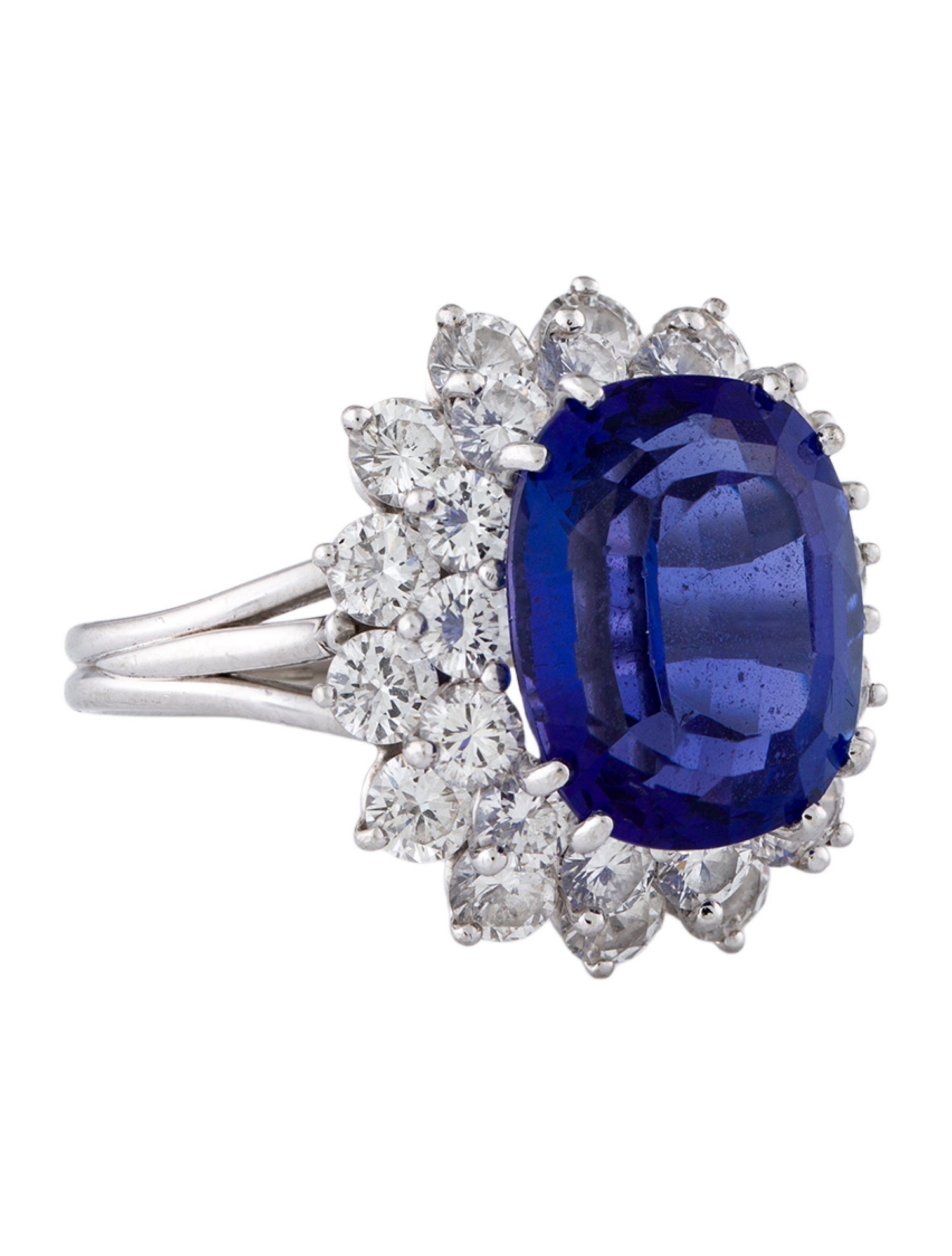 Tiffany & Co. Vintage Platinum 8.78ct Tanzanite & Diamond Cocktail Ring