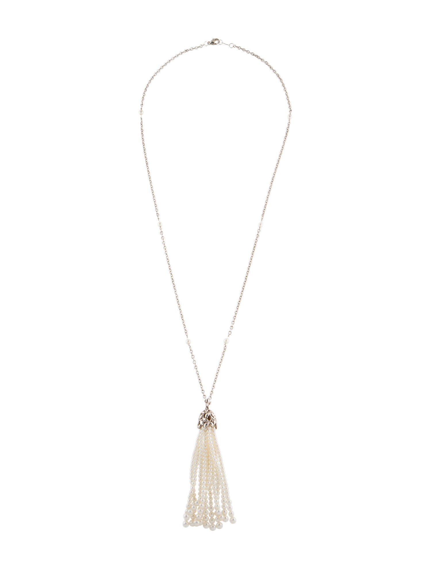 Tiffany & Co. Pearl Olive Leaf Tassel Necklace