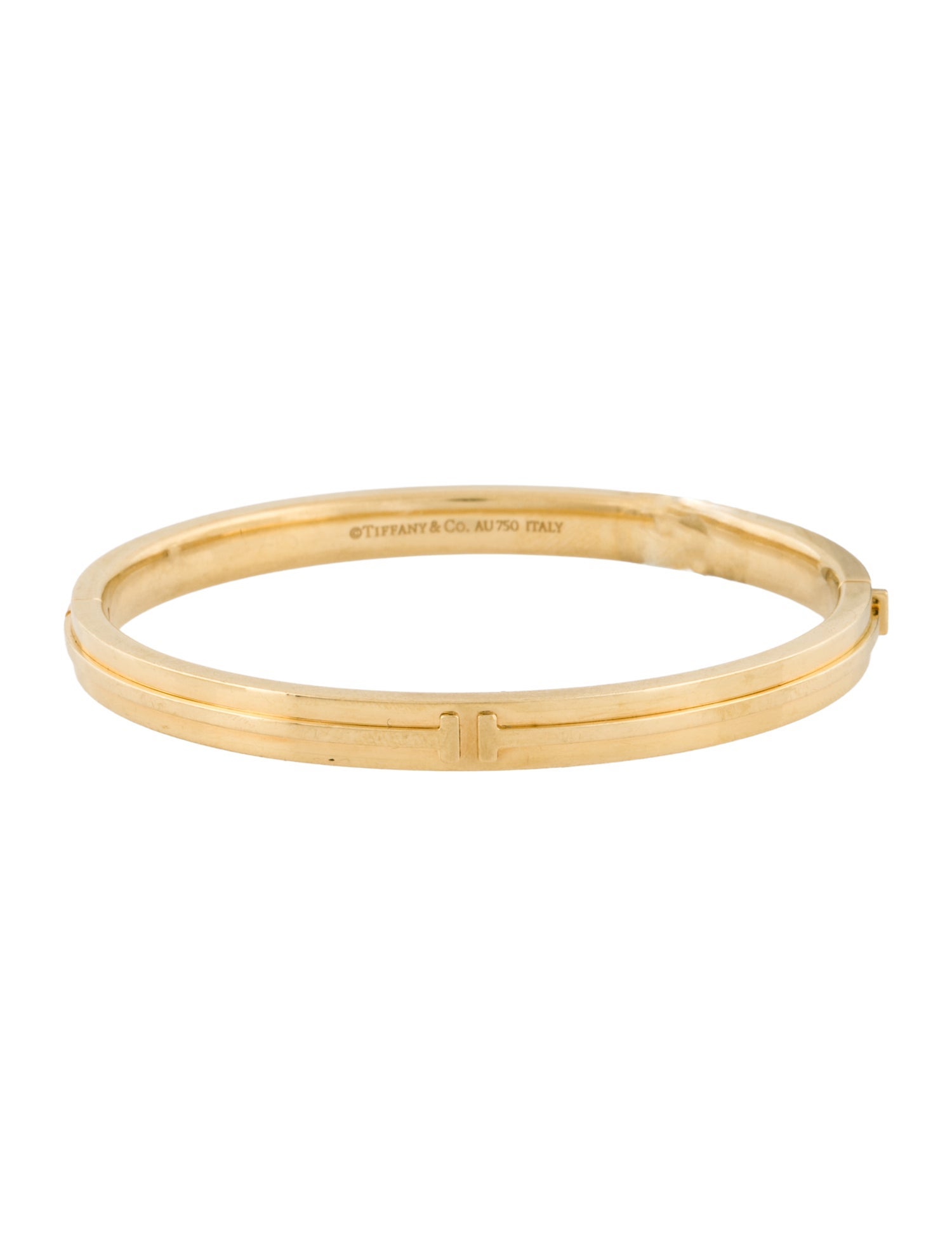 Tiffany & Co. 18K Tiffany T Hinged Bangle Bracelet