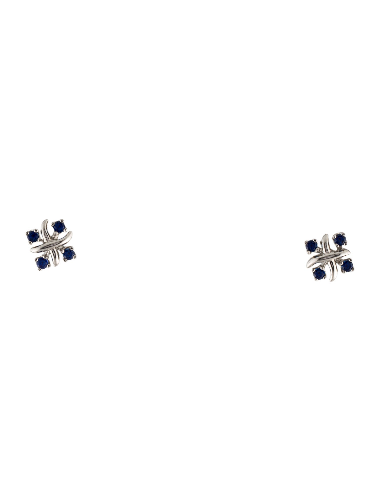 Tiffany & Co. Platinum Sapphire Sixteen Stone Stud Earrings