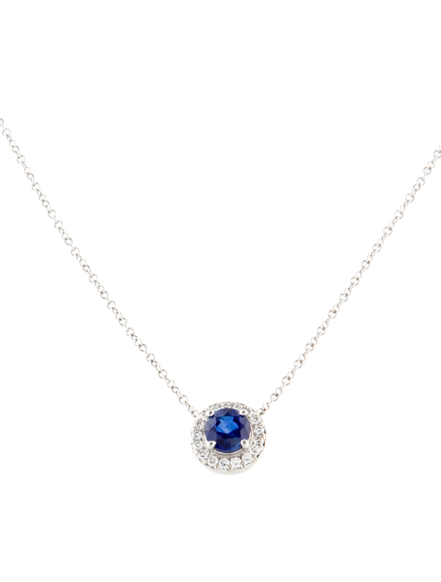 Tiffany & Co. Platinum Sapphire & Diamond Pendant Necklace