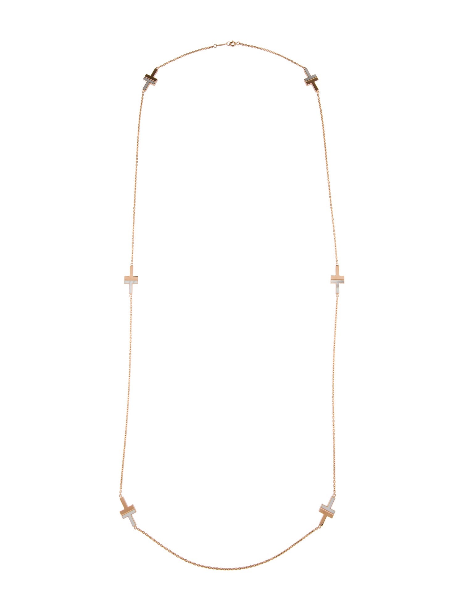 Tiffany & Co. 18K Mother of Pearl T Station Necklace