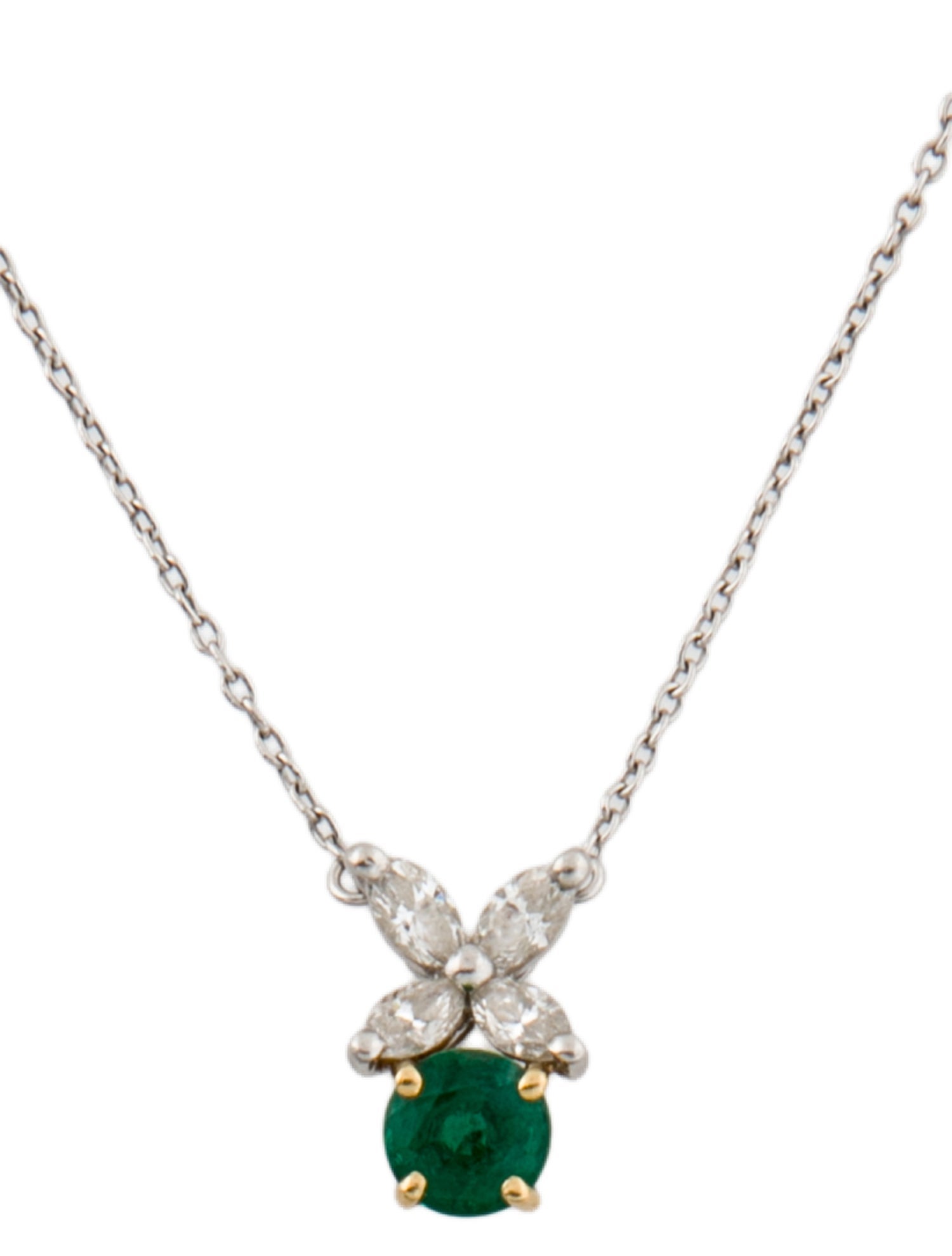 Tiffany & Co. Emerald & Diamond Victoria Pendant Necklace