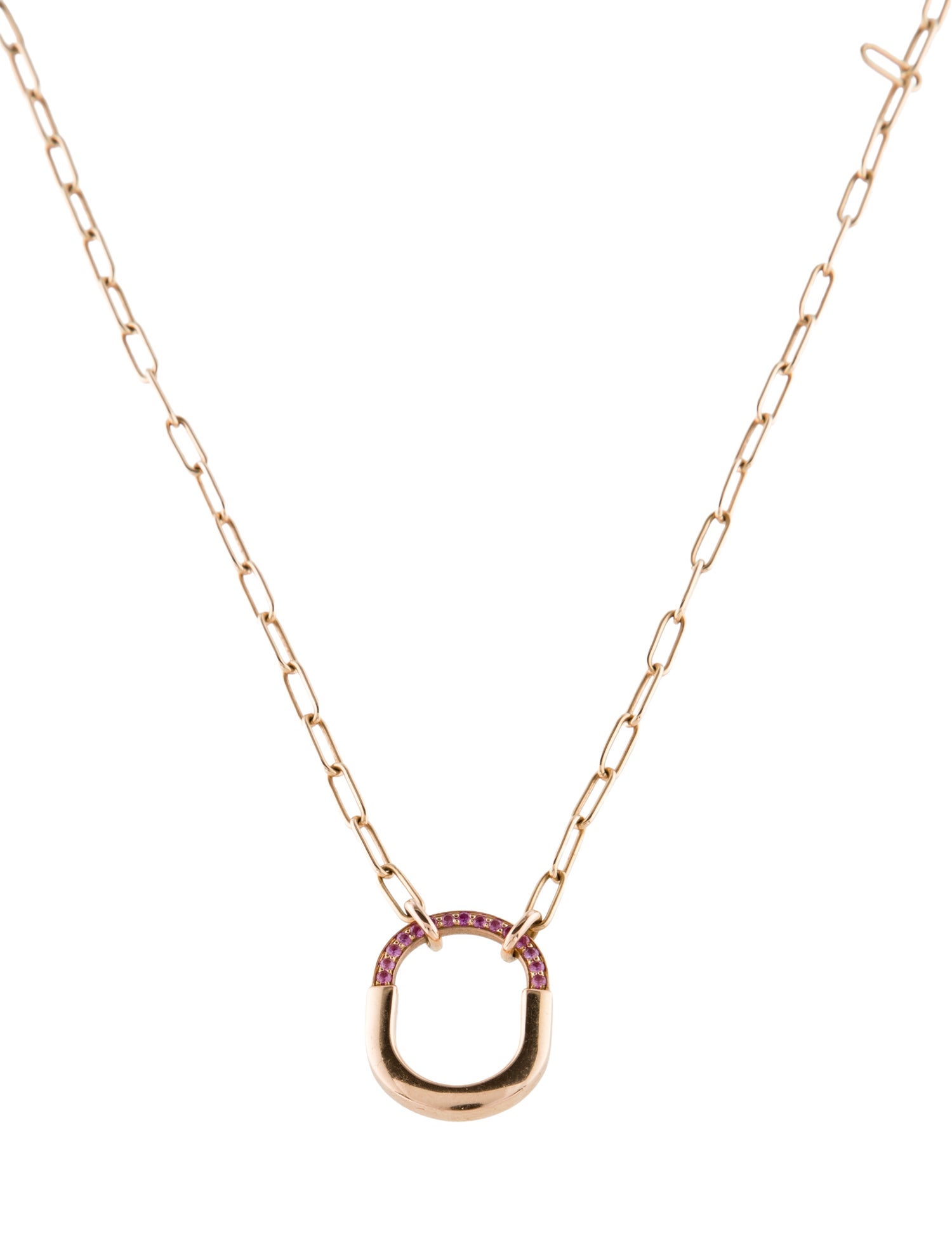 Tiffany & Co. 18K Sapphire Lock Pendant Necklace