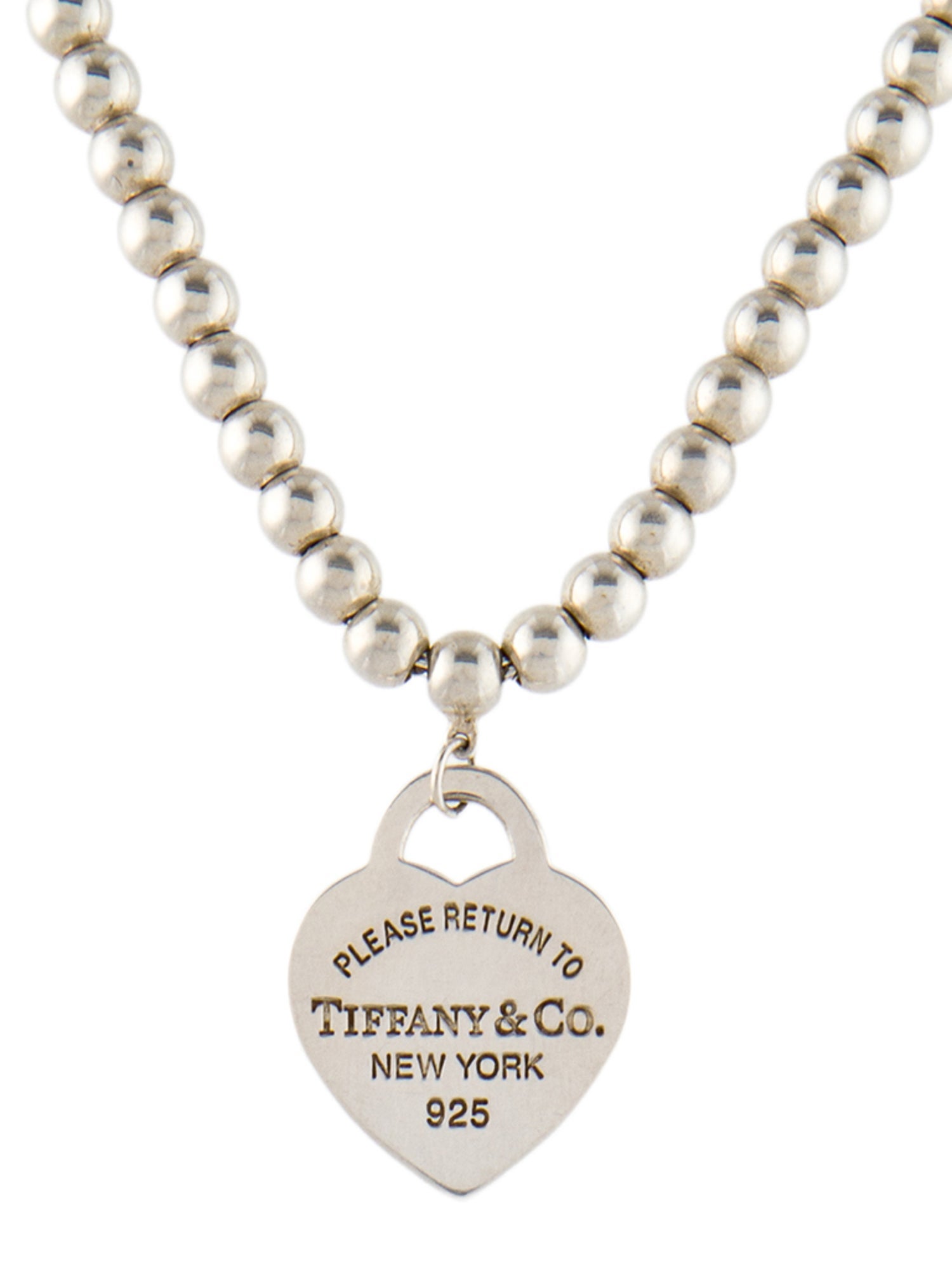 Tiffany & Co. Heart Tag Bead Pendant Necklace