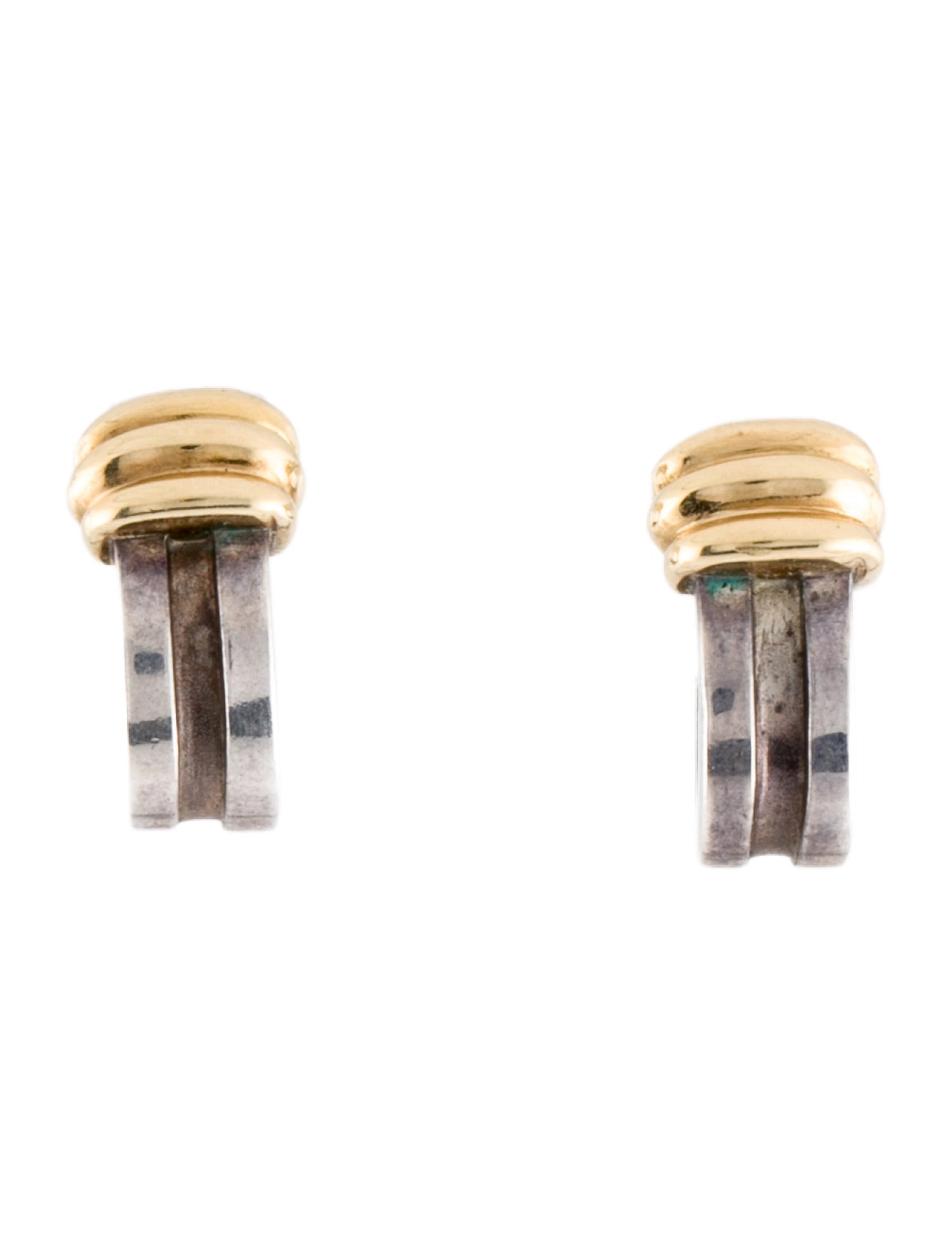 Tiffany & Co. Vintage Two-Tone Attlas Groove Earclip Earrings