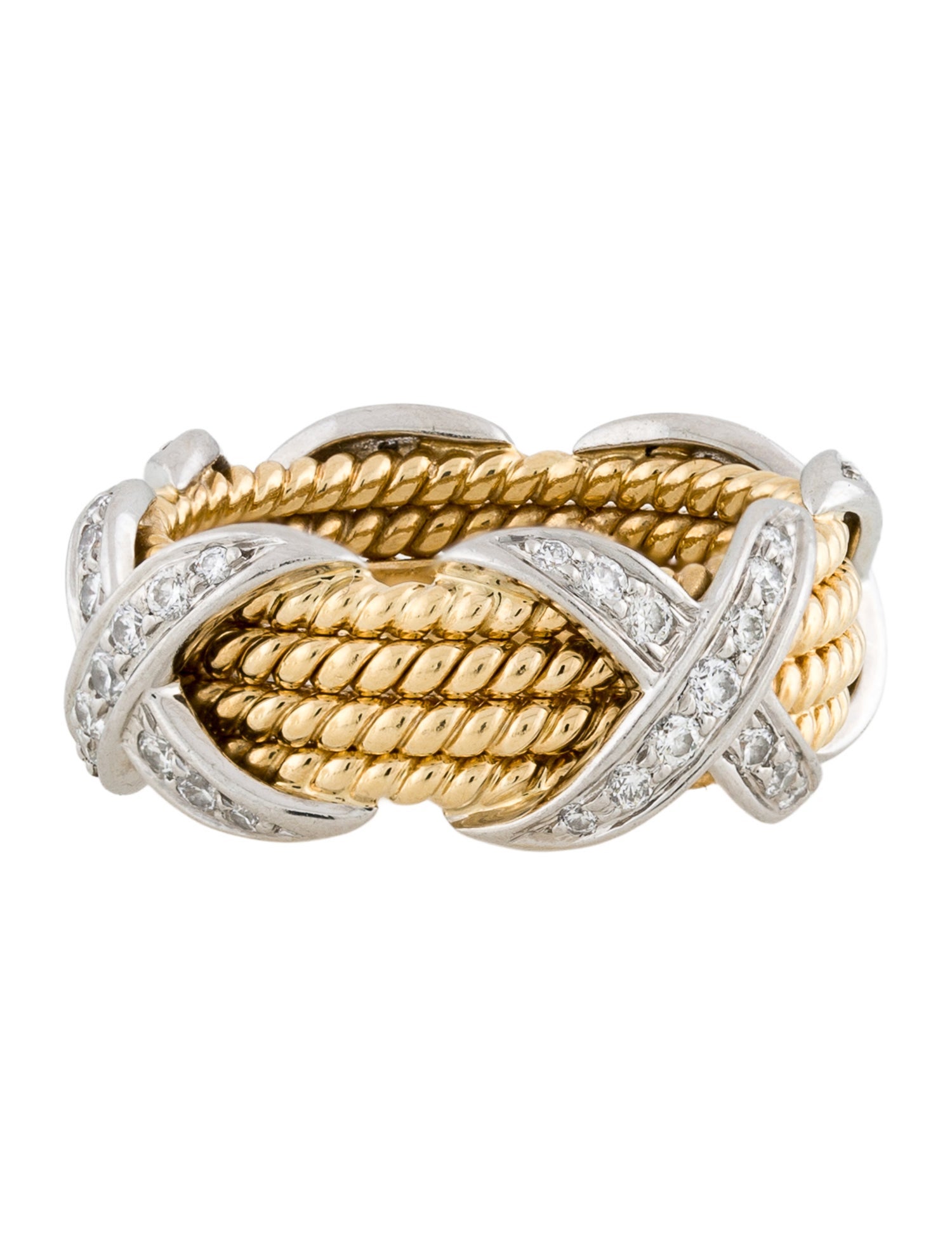 Tiffany & Co. Diamond Rope Four-Row X Ring