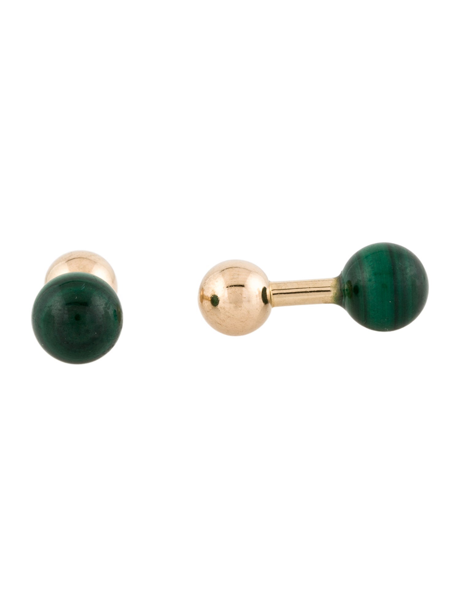 Tiffany & Co. Vintage 14K Malachite Barbell Cufflinks