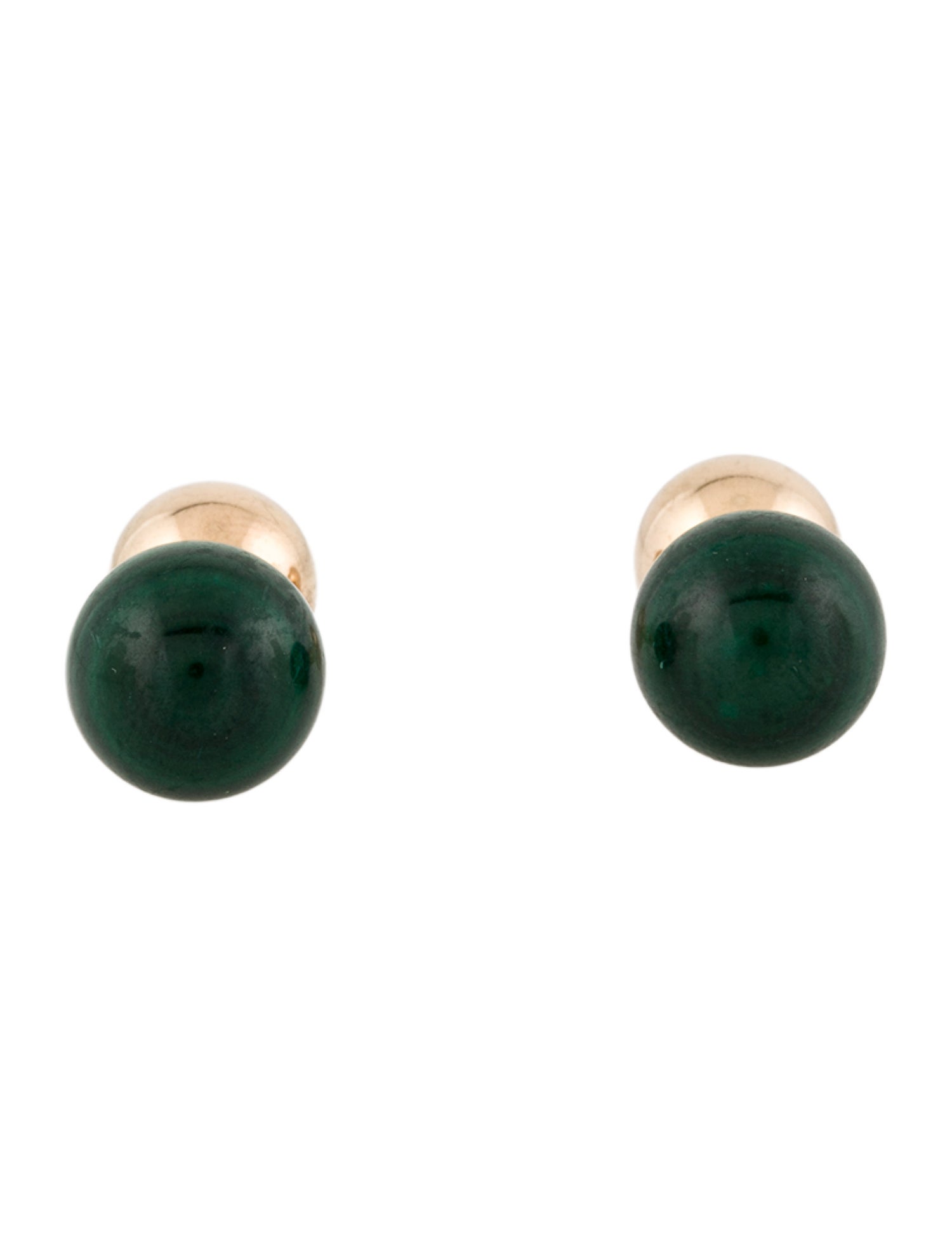 Tiffany & Co. Vintage 14K Malachite Barbell Cufflinks