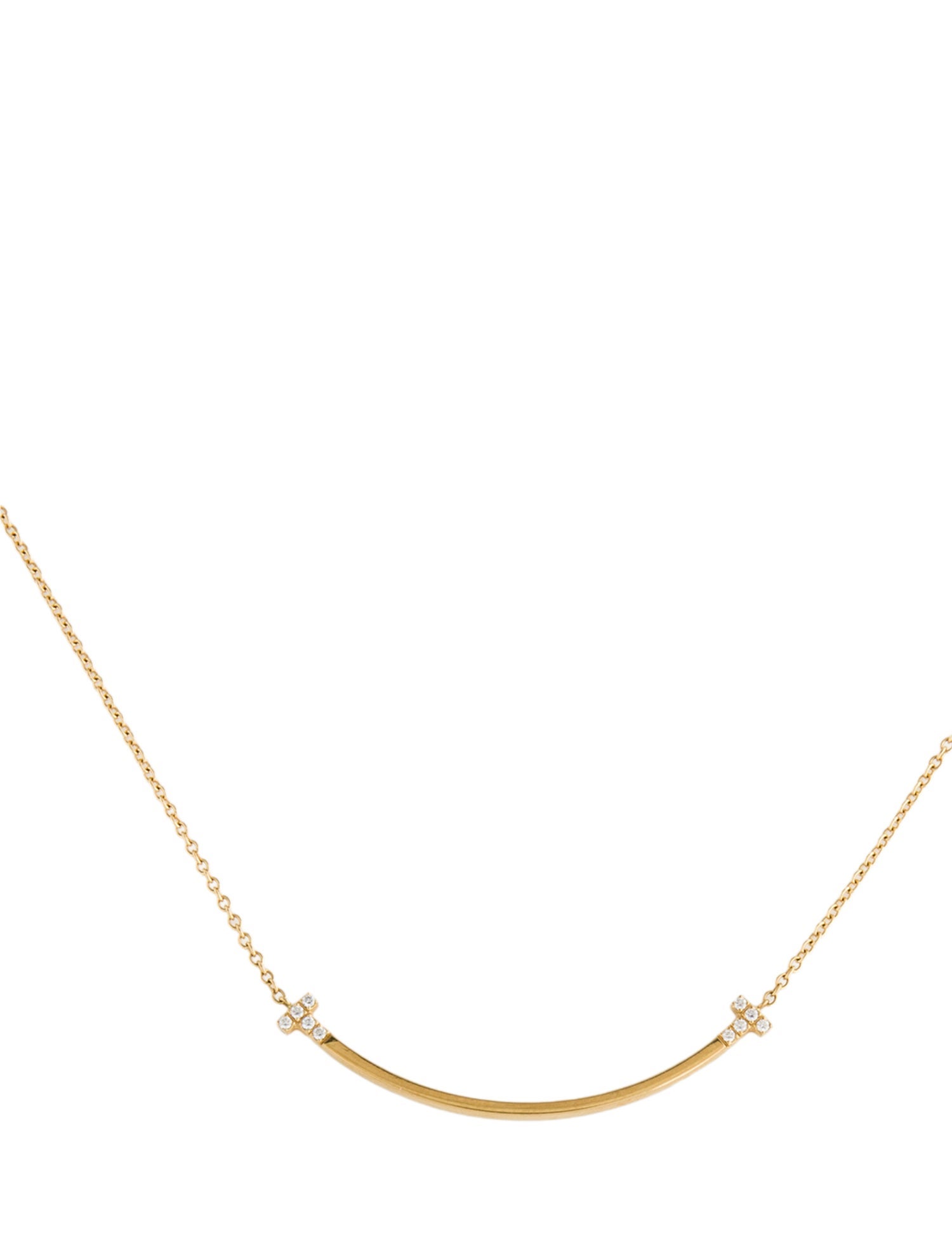 Tiffany & Co. 18K Diamond Smile Small Pendant Necklace