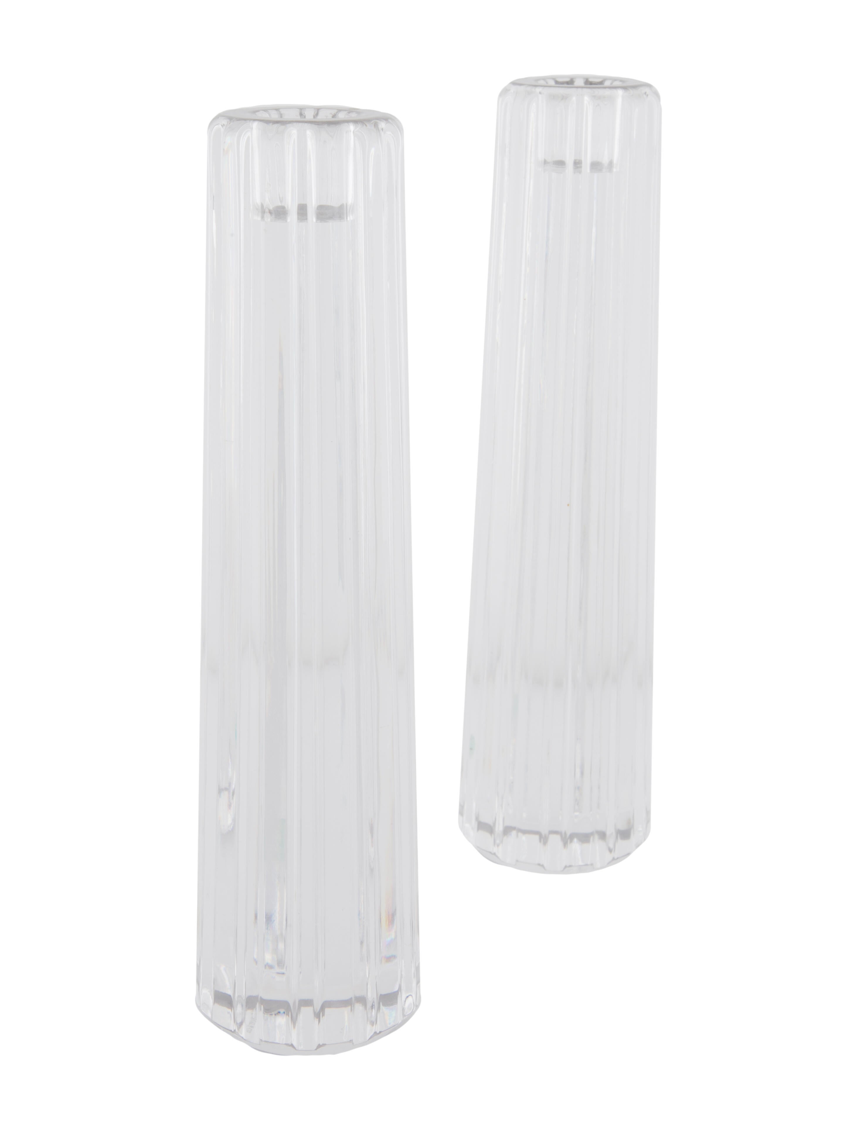 Tiffany & Co. Pair of Crystal Atlas Candlesticks