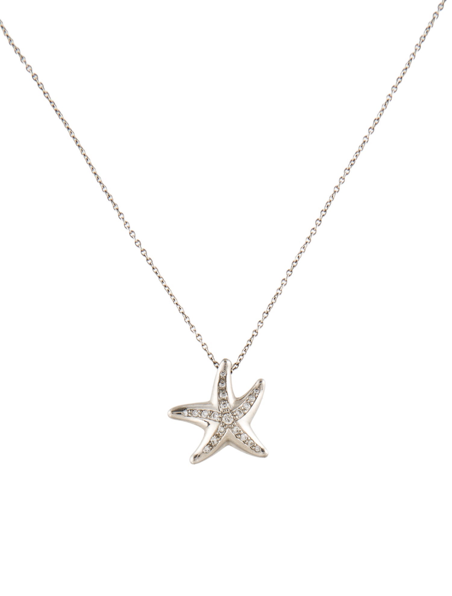 Tiffany & Co. Platinum Diamond Starfish Pendant Necklace