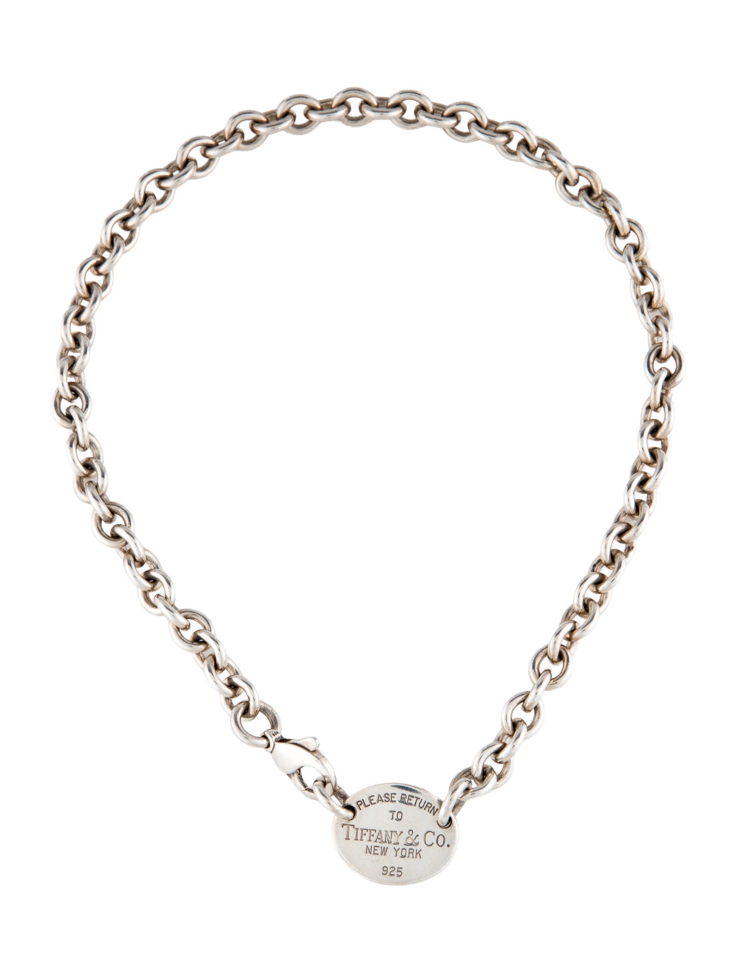 Tiffany & Co. Oval Tag Chain Link Choker Necklace