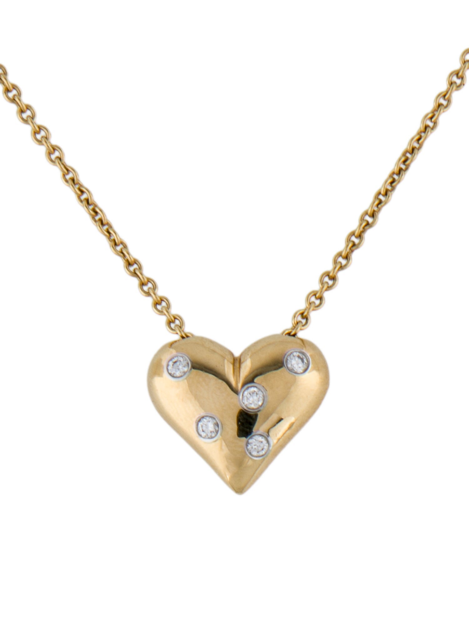 Tiffany & Co. 18K Diamond Etoile Heart Pendant Necklace