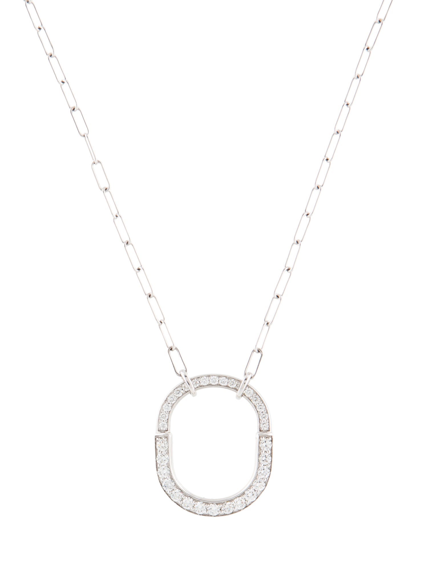 Tiffany & Co. 18K Diamond Lock Pendant Necklace