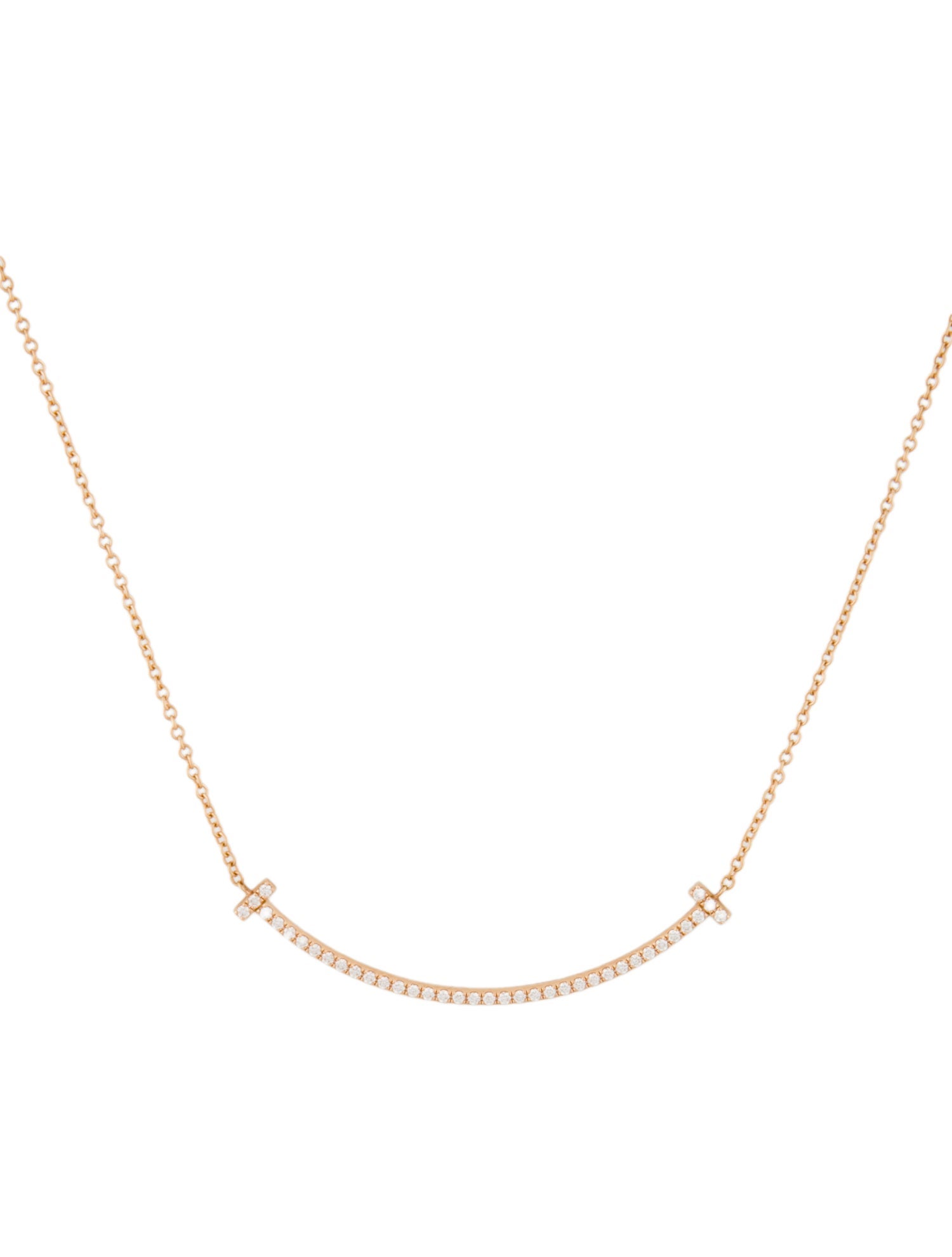 Tiffany & Co. 18K Diamond T Smile Pendant Necklace