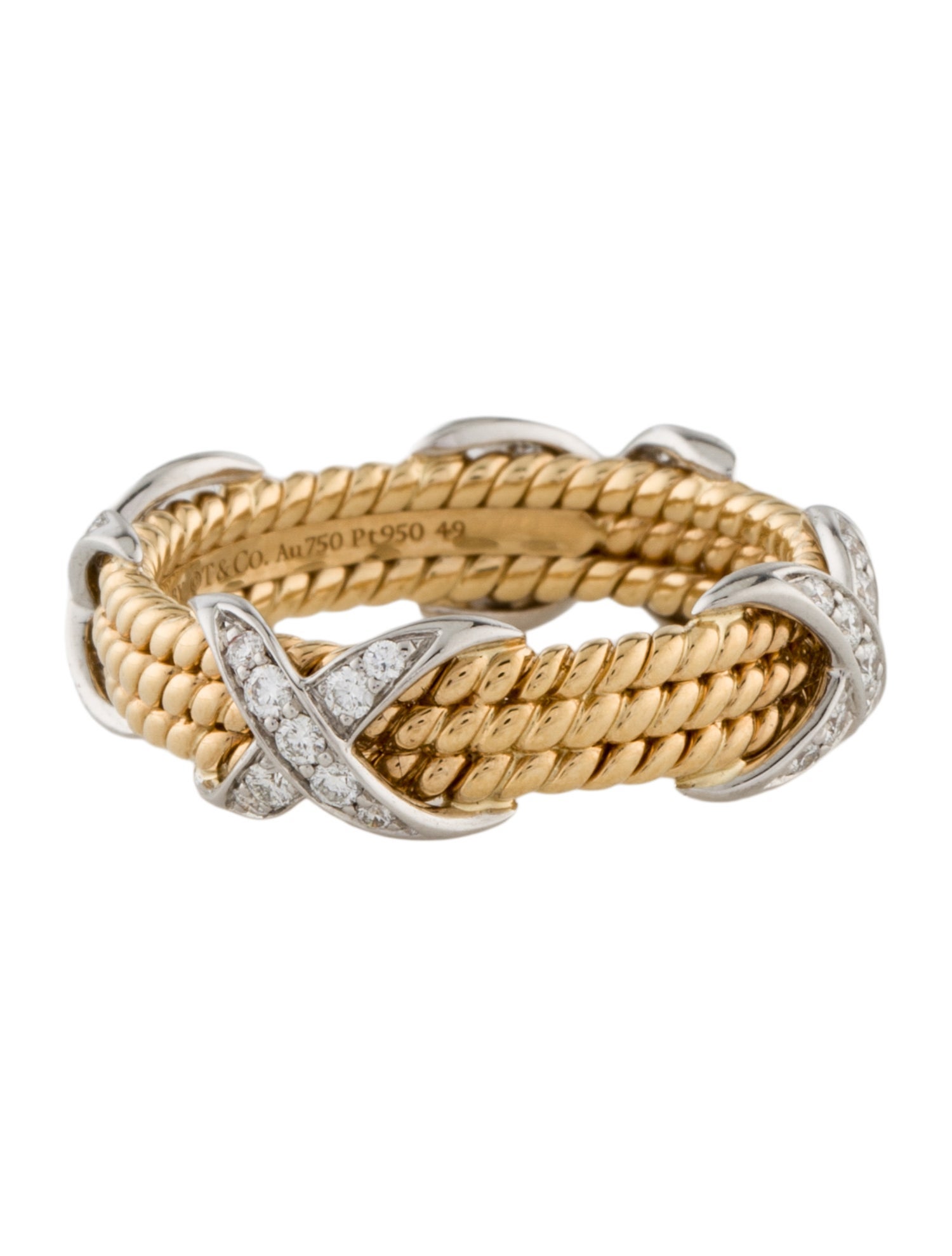 Tiffany & Co. Diamond Three-Row X Ring