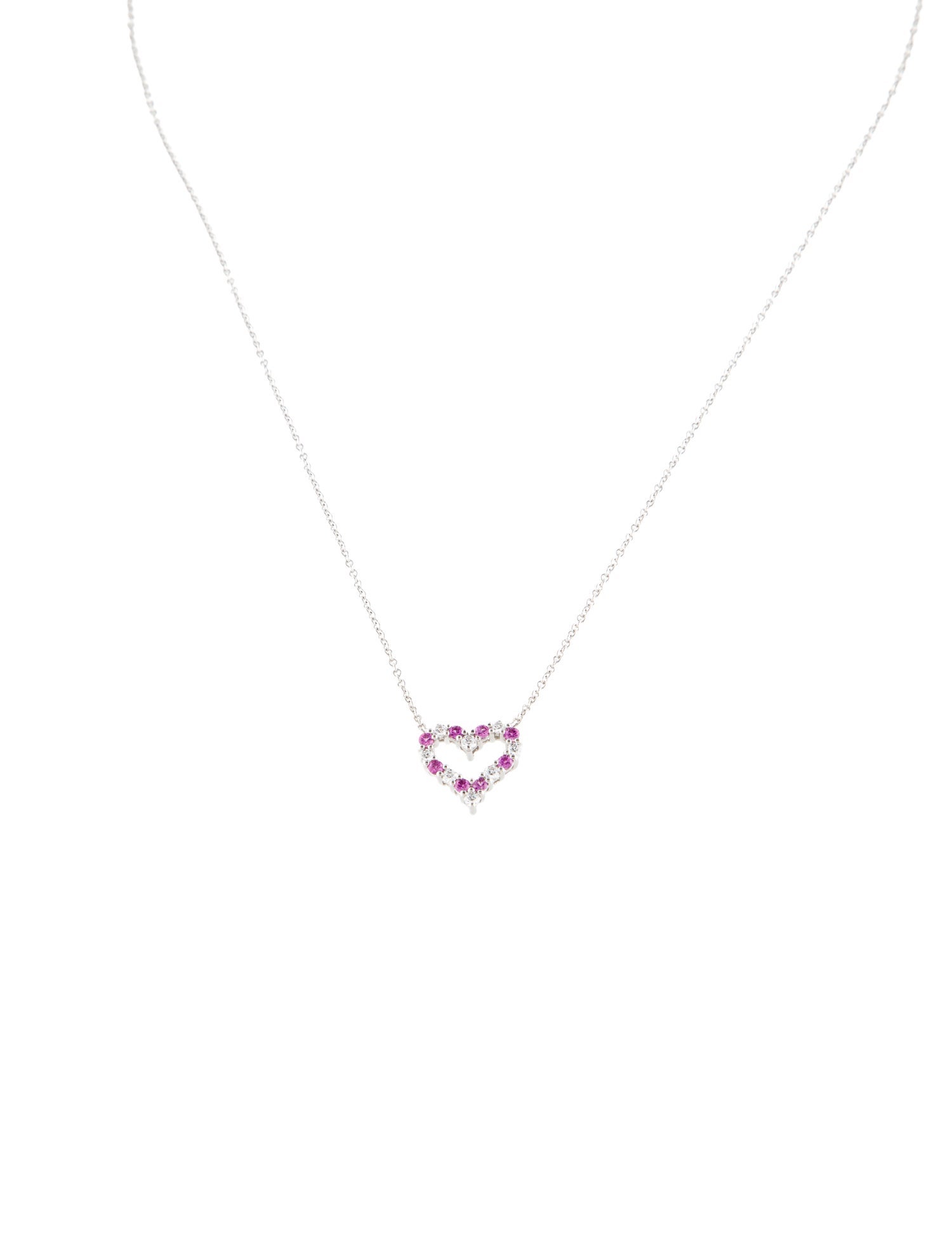 Tiffany & Co. Platinum Sapphire & Diamond Heart Pendant Necklace