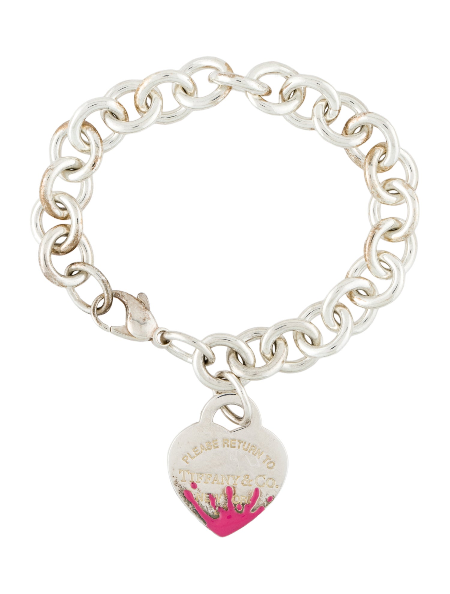 Tiffany & Co. Enamel Color Splash Heart Tag Charm Bracelet