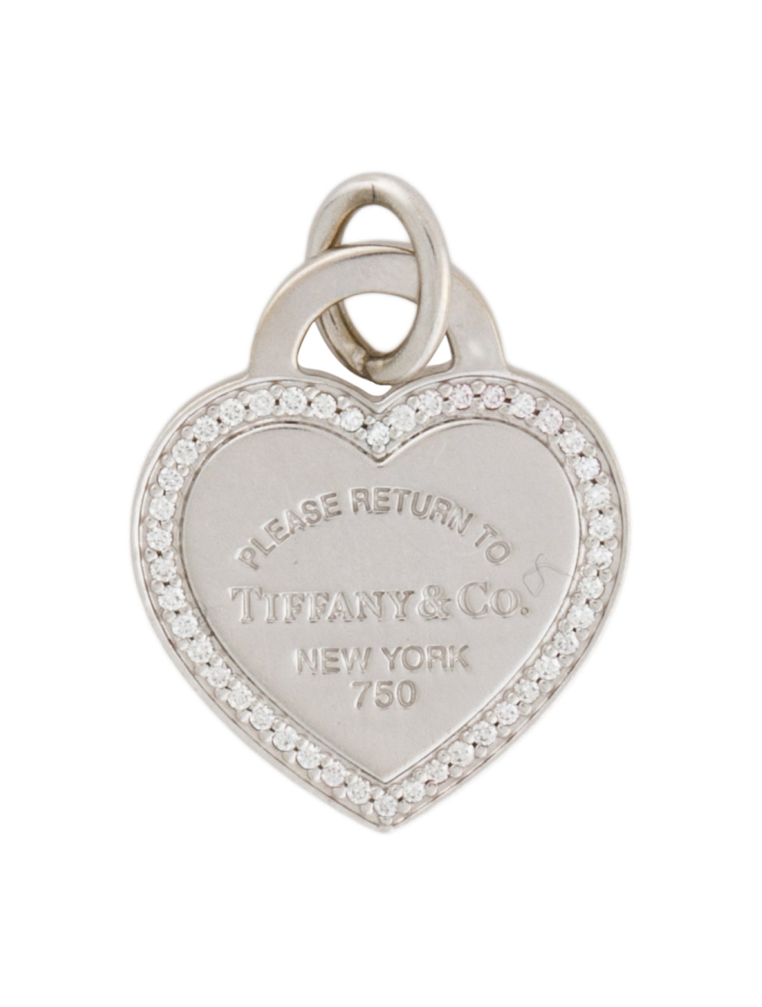 Tiffany & Co. 18K Diamond Heart Tag Pendant