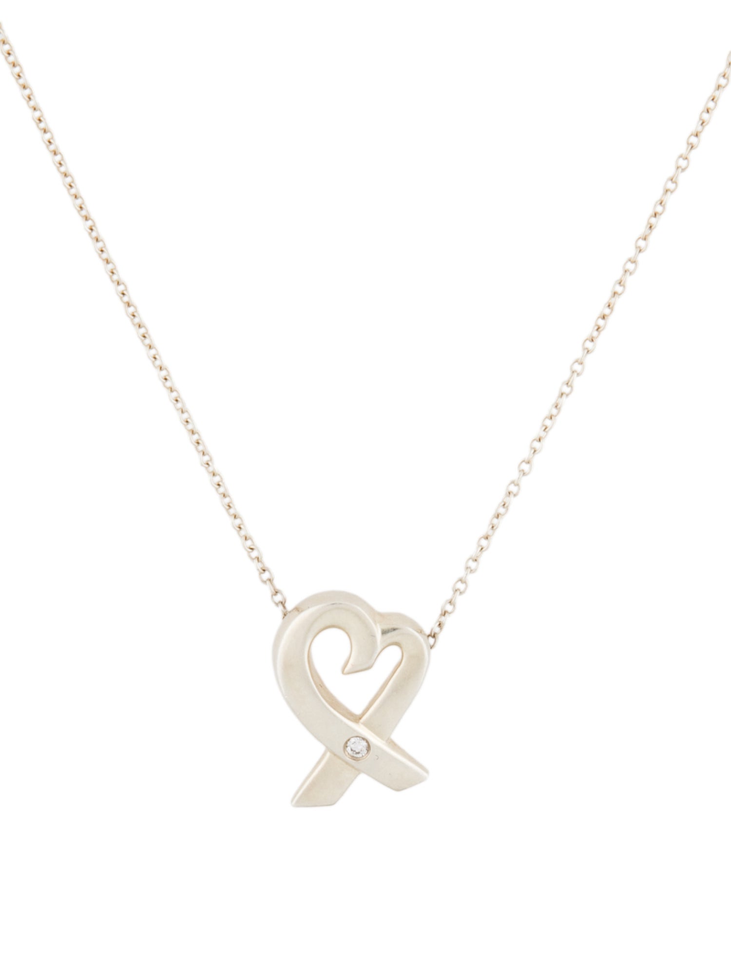 Tiffany & Co. Diamond Loving Heart Pendant Necklace