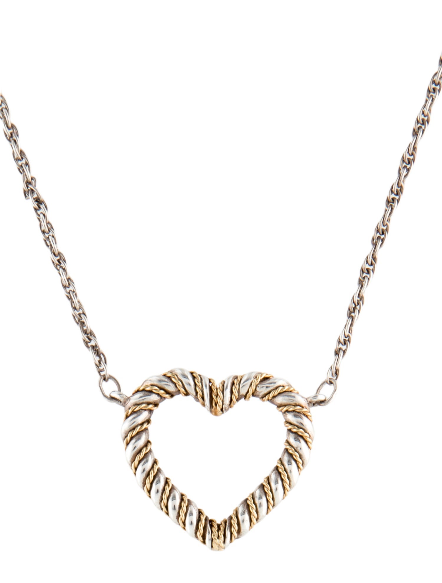 Tiffany & Co. Vintage Two-Tone Rope Heart Pendant Necklace