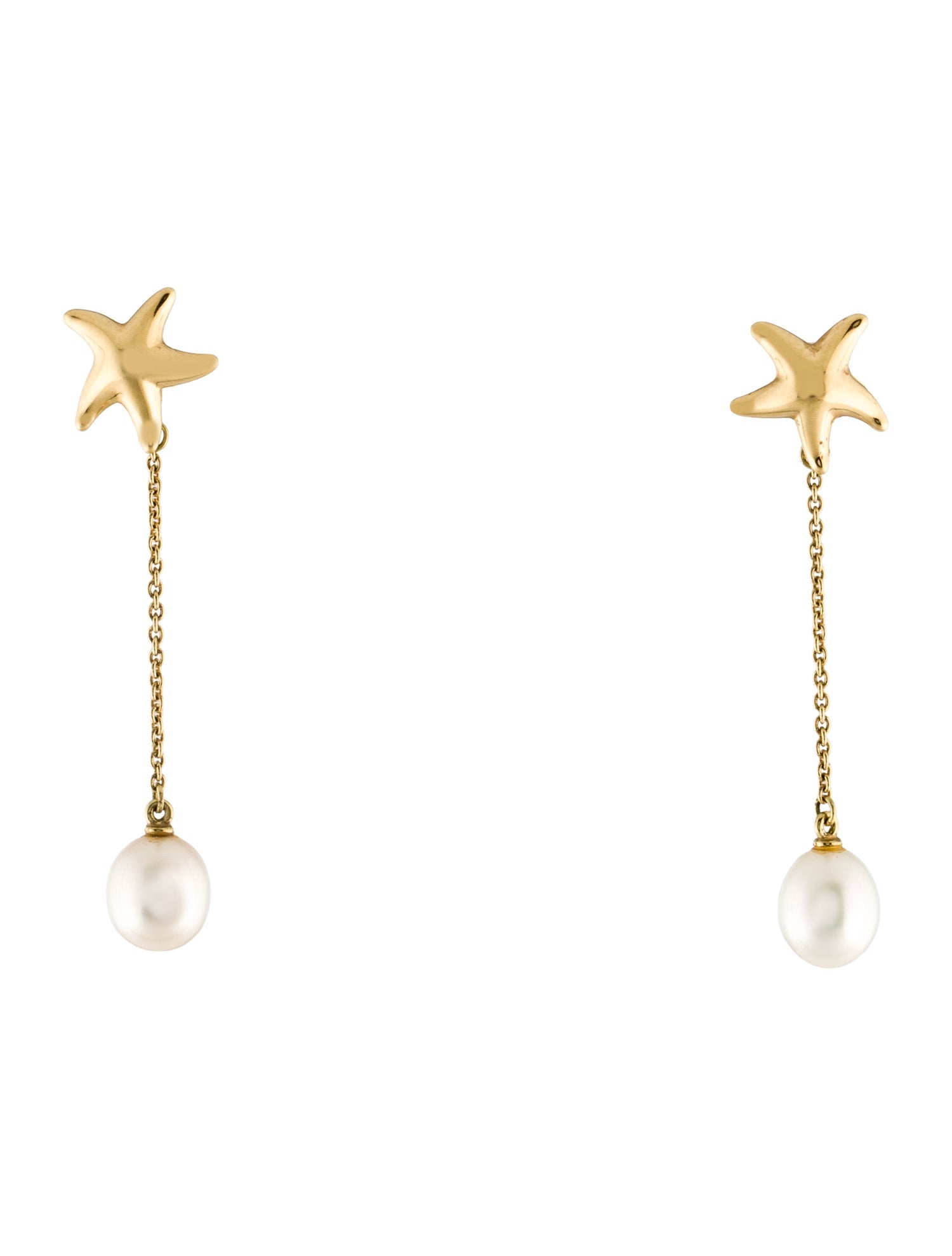 Tiffany & Co. 18K Pearl Starfish Drop Earrings