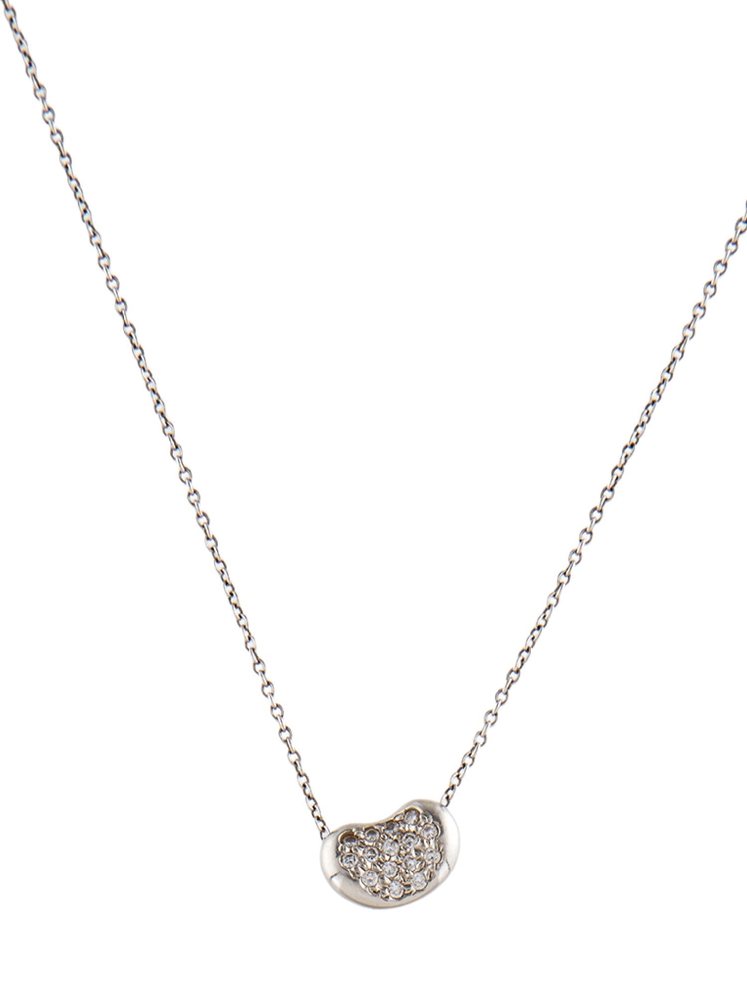 Tiffany & Co. Platinum Diamond Bean Design Pendant Necklace