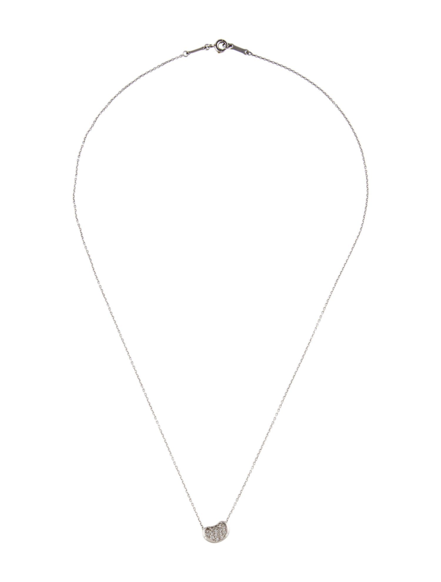 Tiffany & Co. Platinum Diamond Bean Design Pendant Necklace