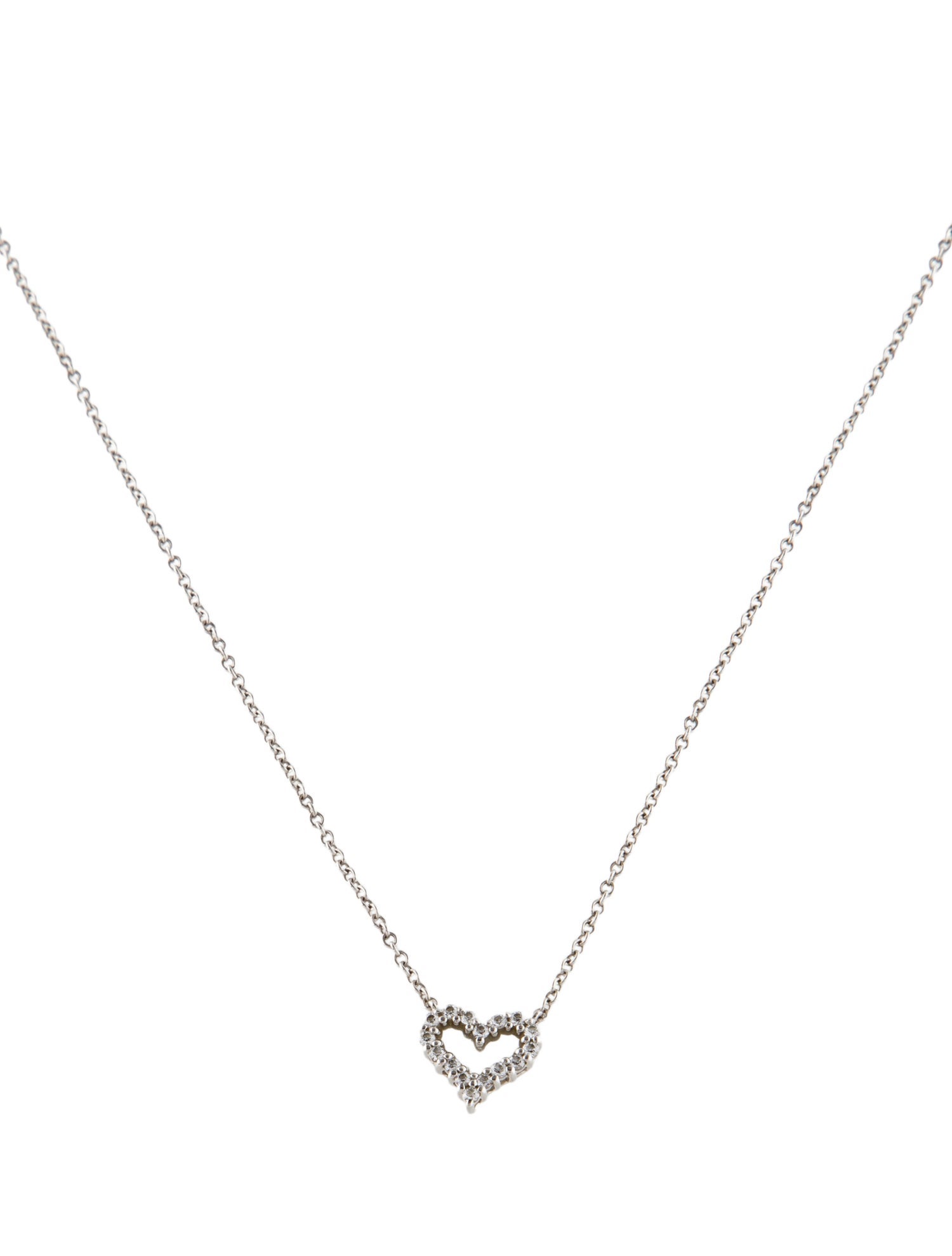 Tiffany & Co. Platinum Diamond Heart Pendant Necklace
