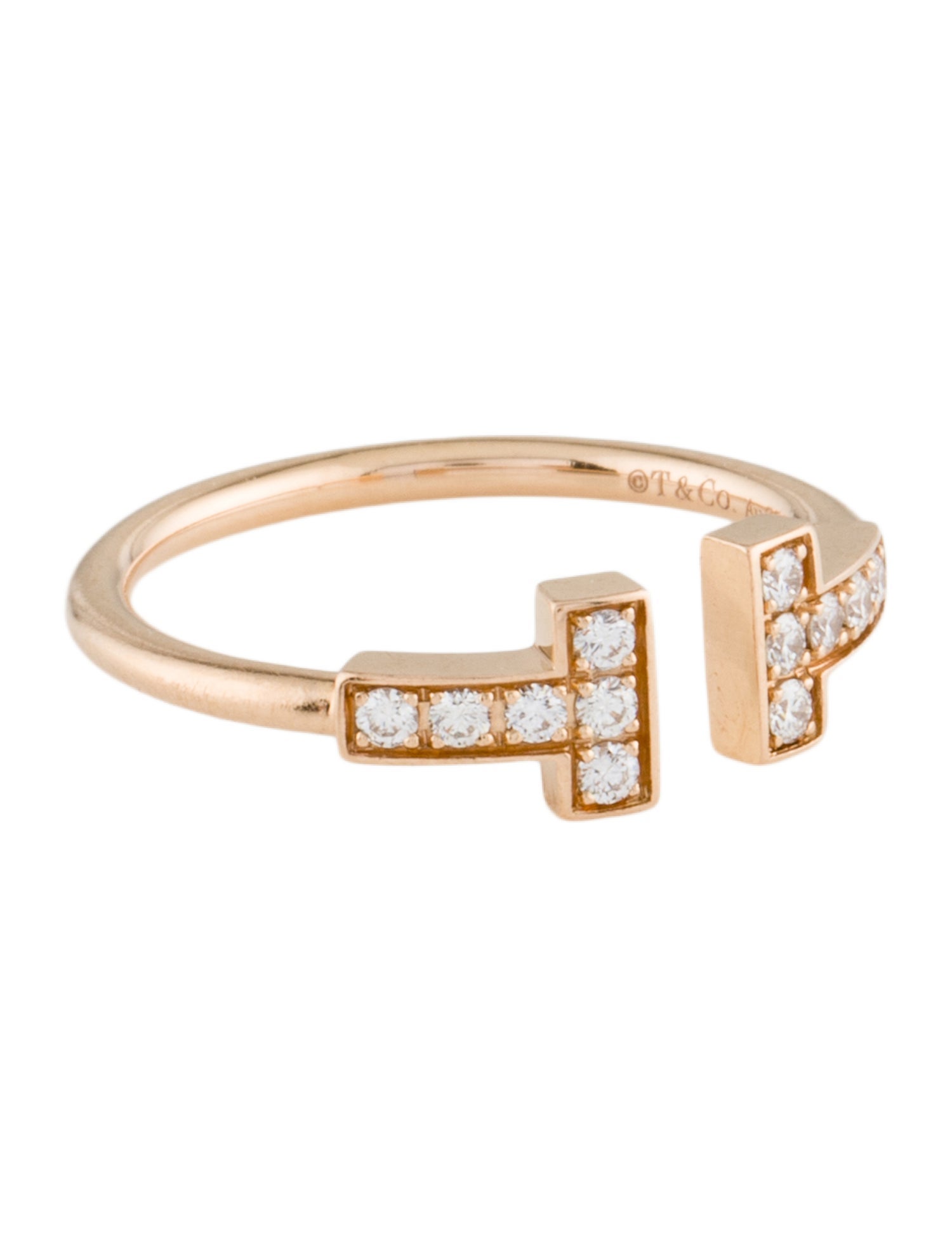 Tiffany & Co. 18K Diamond T Wire Ring