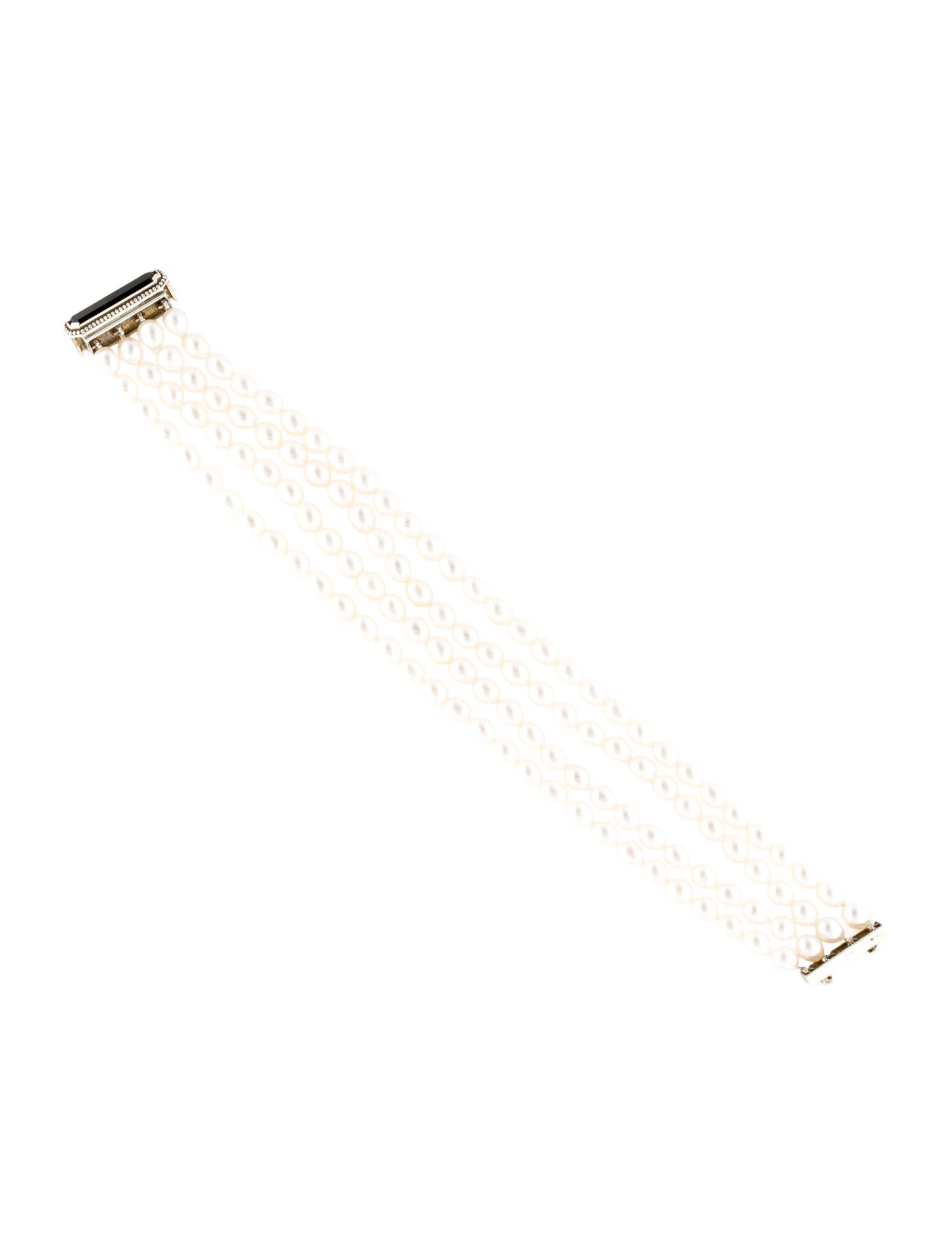 Tiffany & Co. Pearl & Onyx Multistrand Bead Bracelet