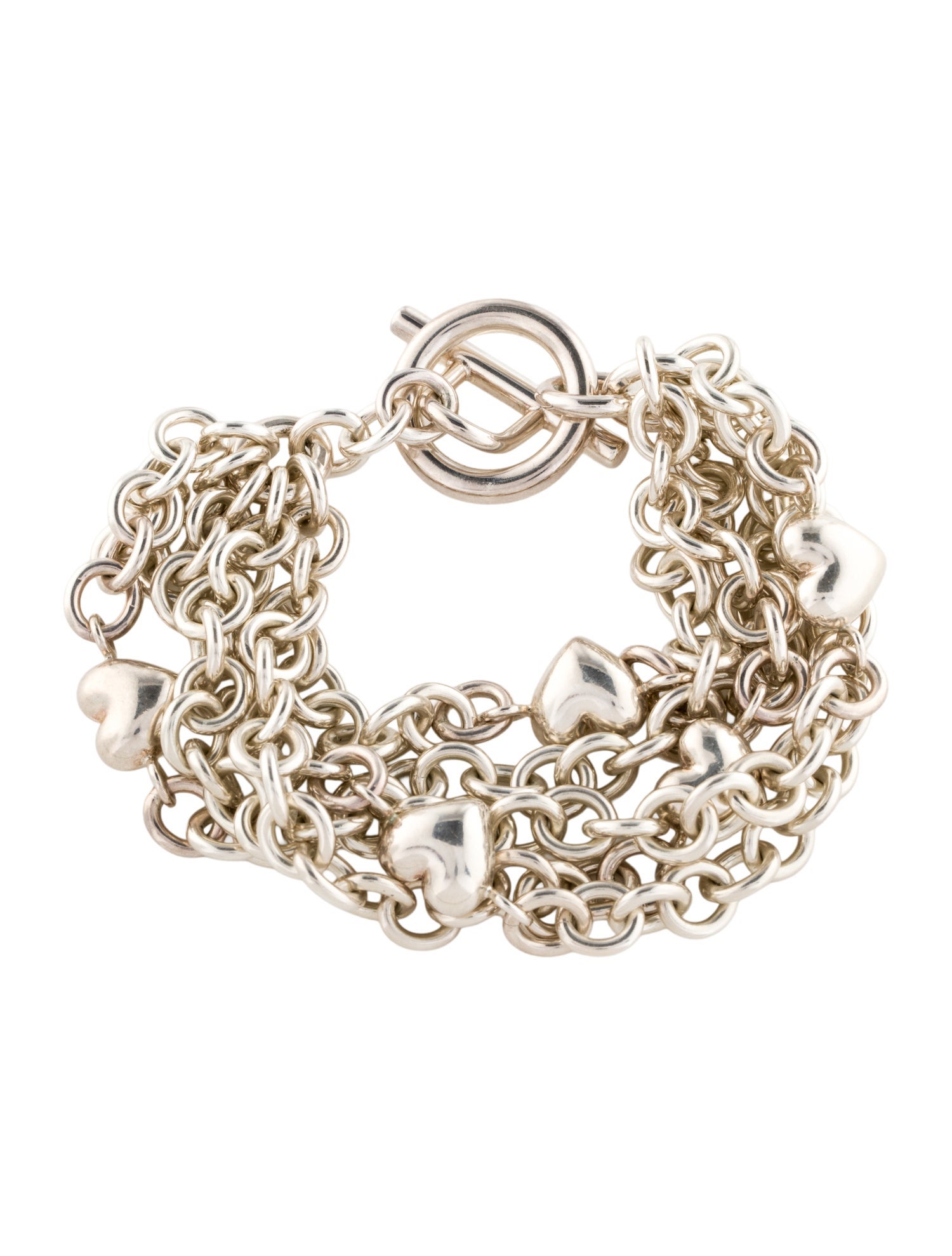 Tiffany & Co. Puffed Heart Multistrand Toggle Bracelet