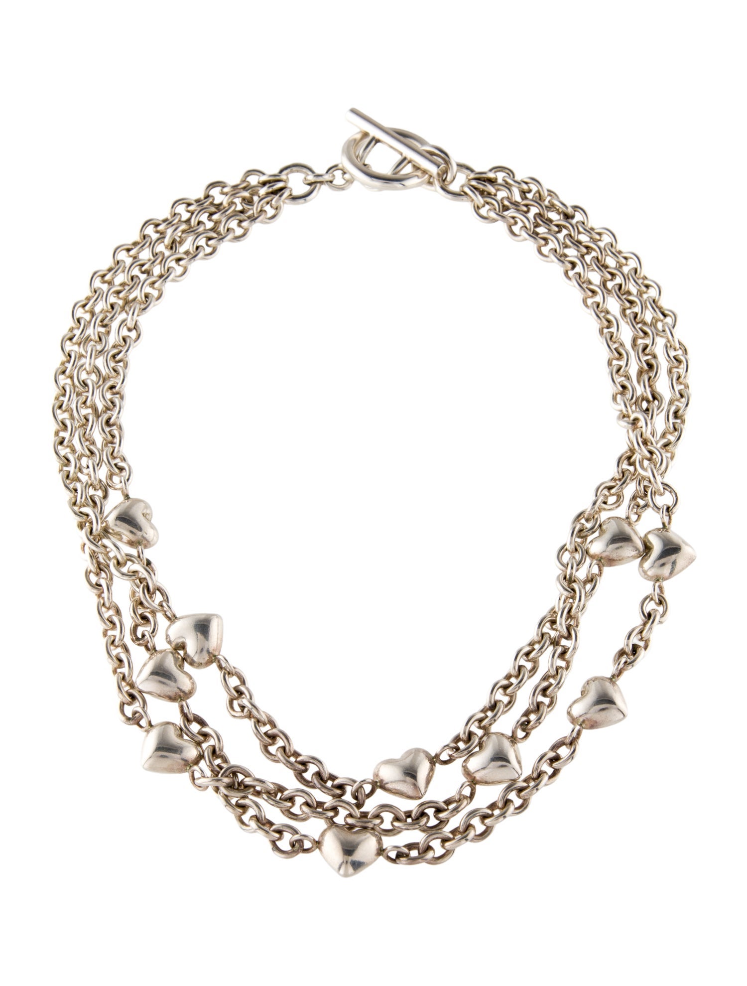 Tiffany & Co. Puffed Heart Multistrand Toggle Collar Necklace