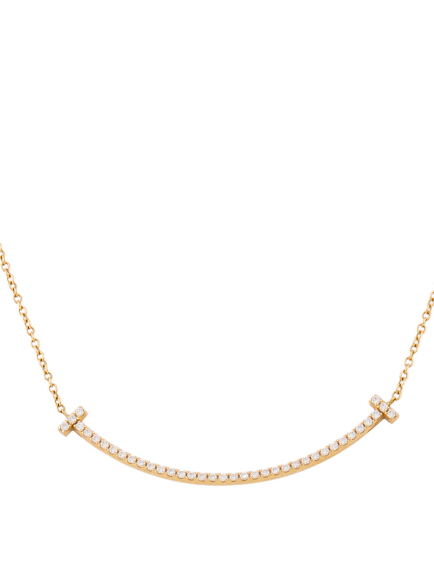 Tiffany & Co. 18K Diamond T Smile Pendant Necklace
