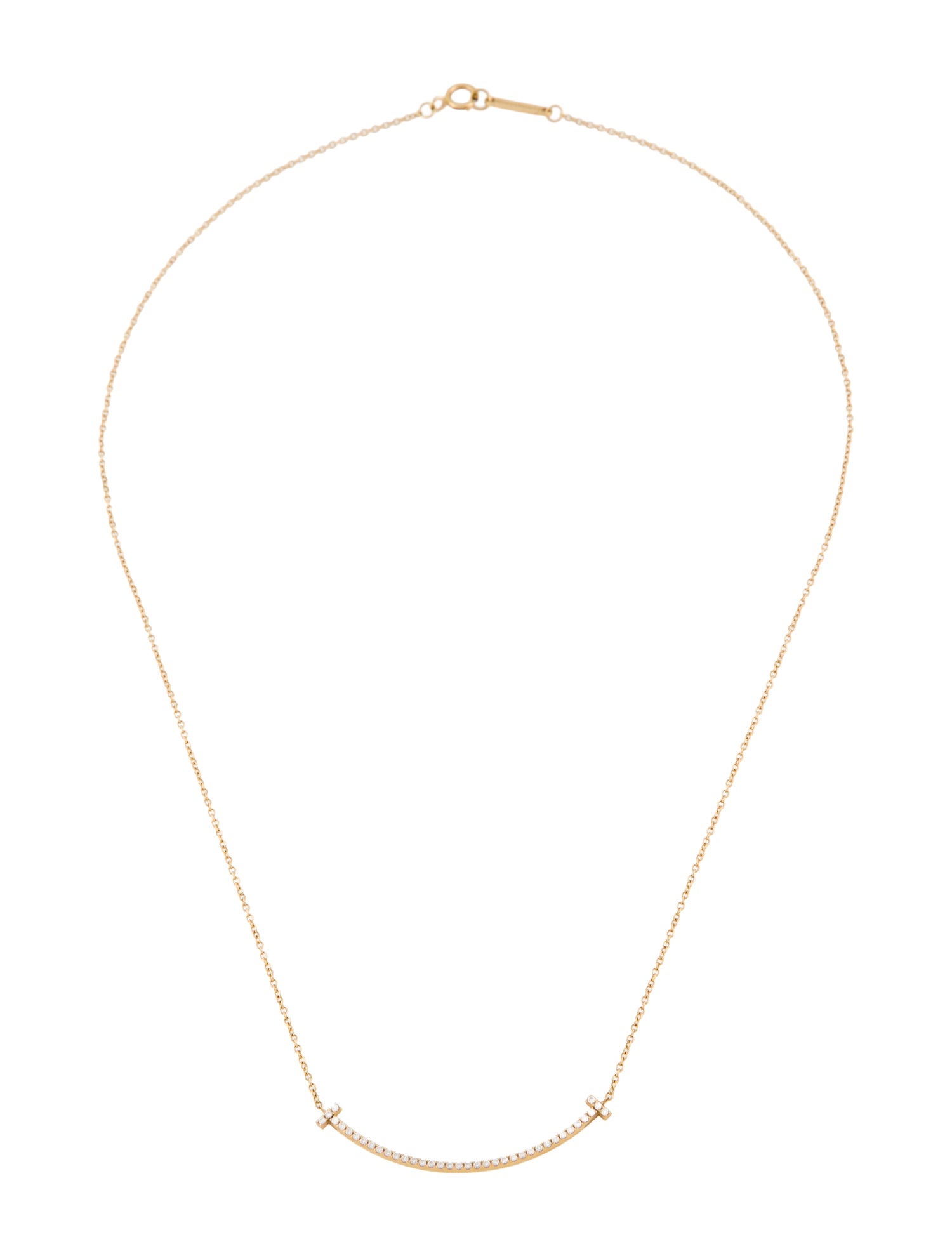 Tiffany & Co. 18K Diamond T Smile Pendant Necklace