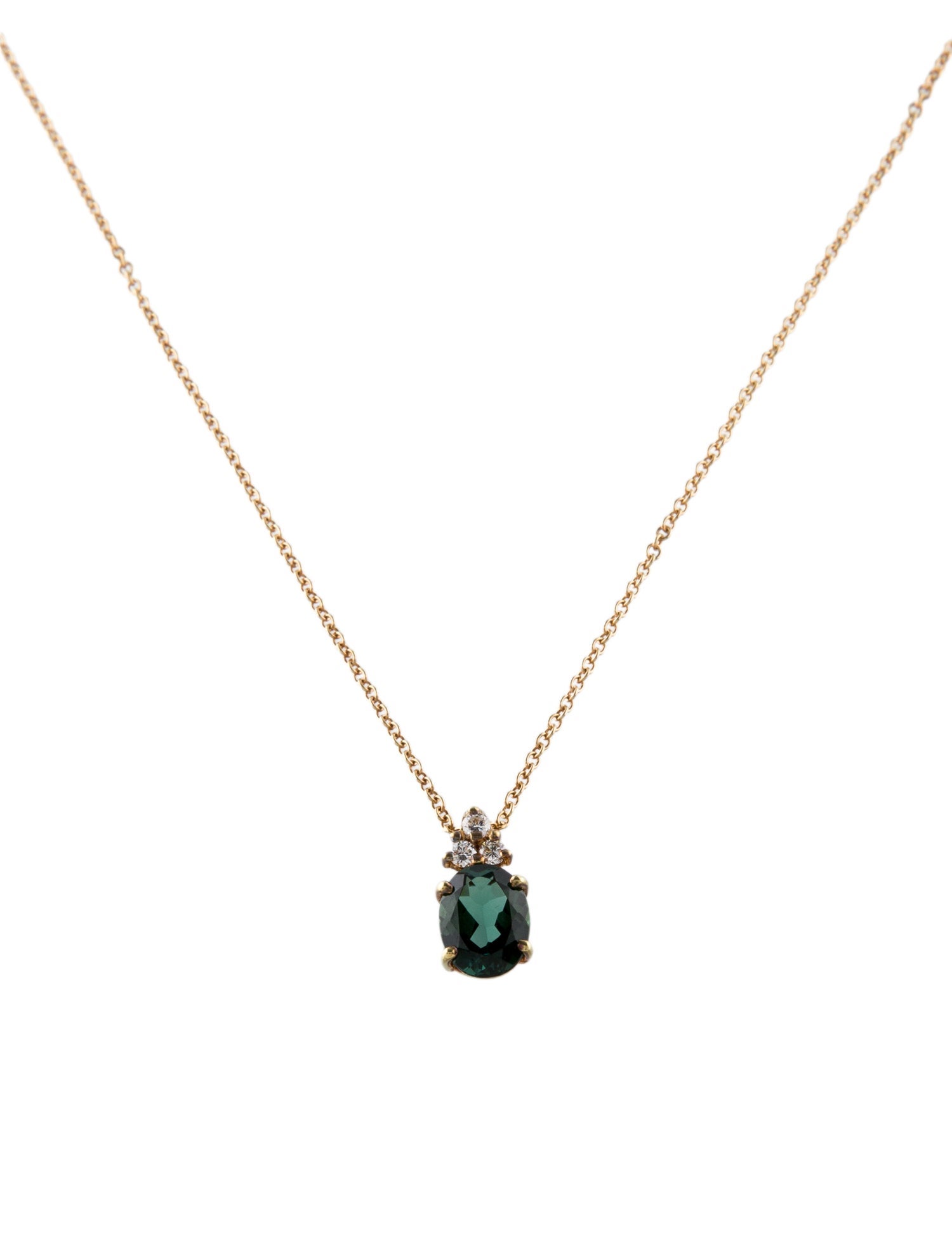 Tiffany & Co. 18K Tourmaline & Diamond Pendant Necklace