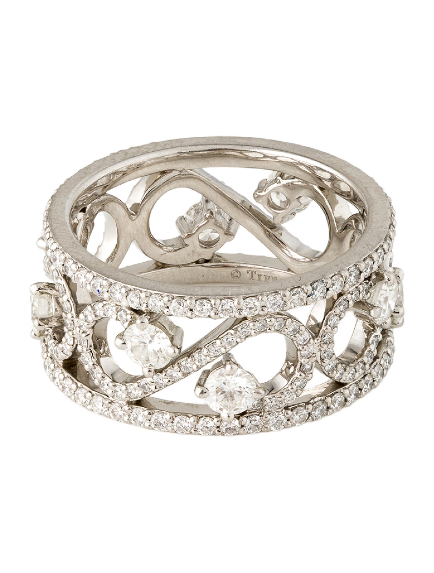 Tiffany & Co. Platinum 1.38ctw Diamond Tiffany Enchant Scroll Band