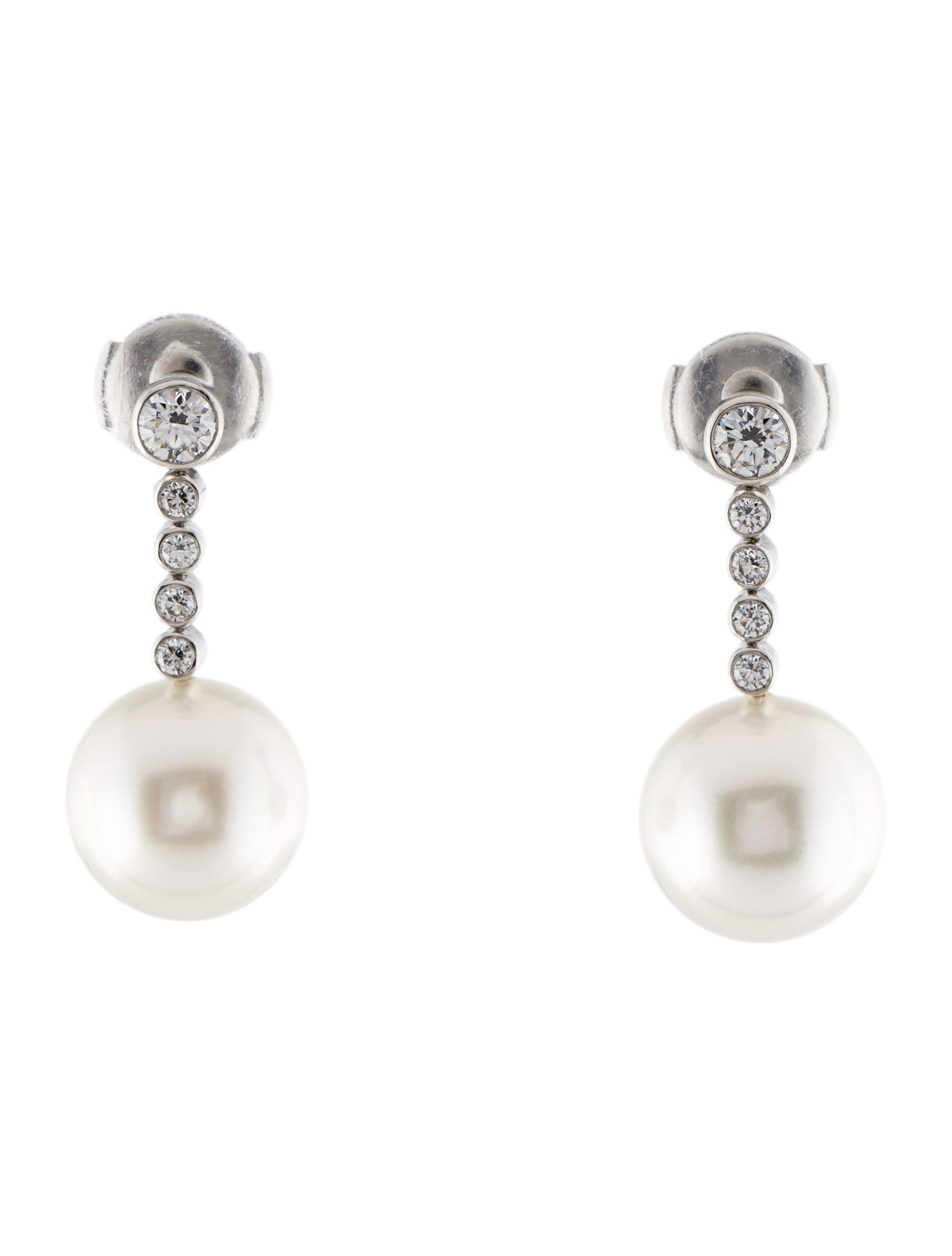 Tiffany & Co. Platinum South Sea Pearl & Diamond Drop Earrings