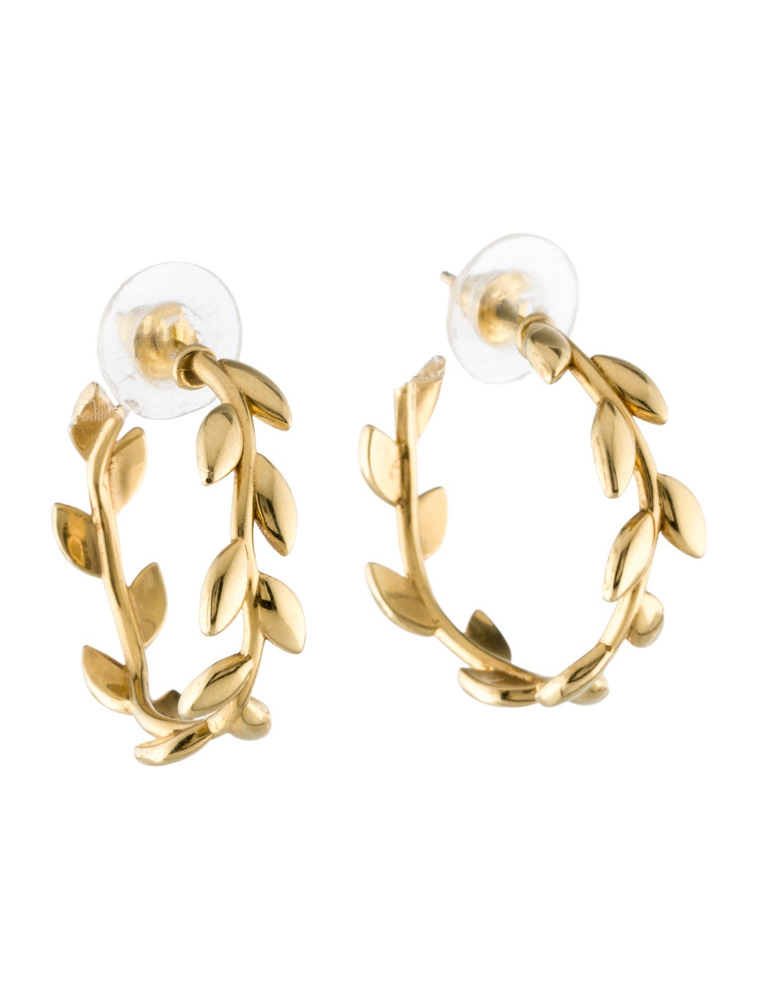Tiffany & Co. 18K Olive Leaf Hoop Earrings