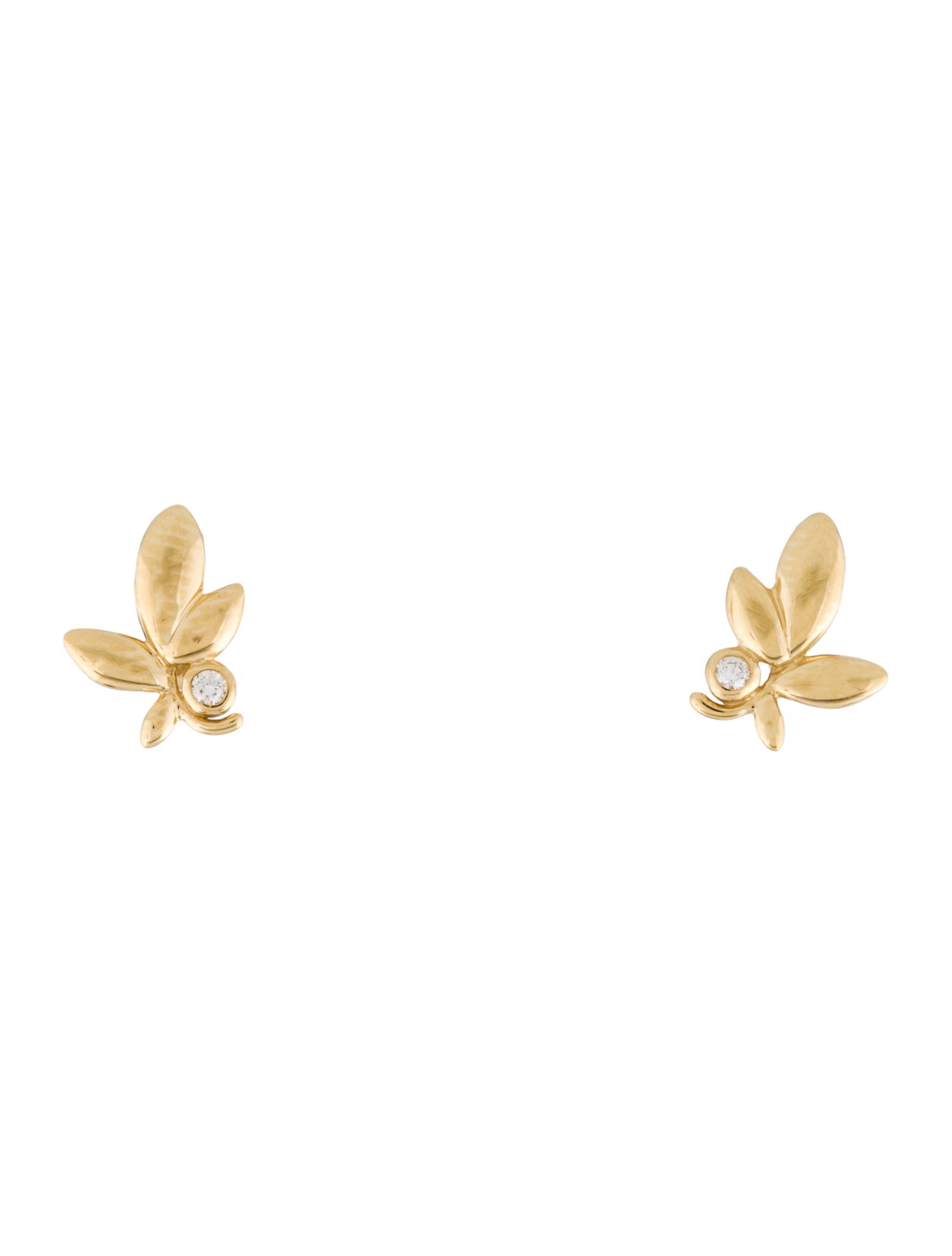 Tiffany & Co. 18K Diamond Olive Leaf Stud Earrings