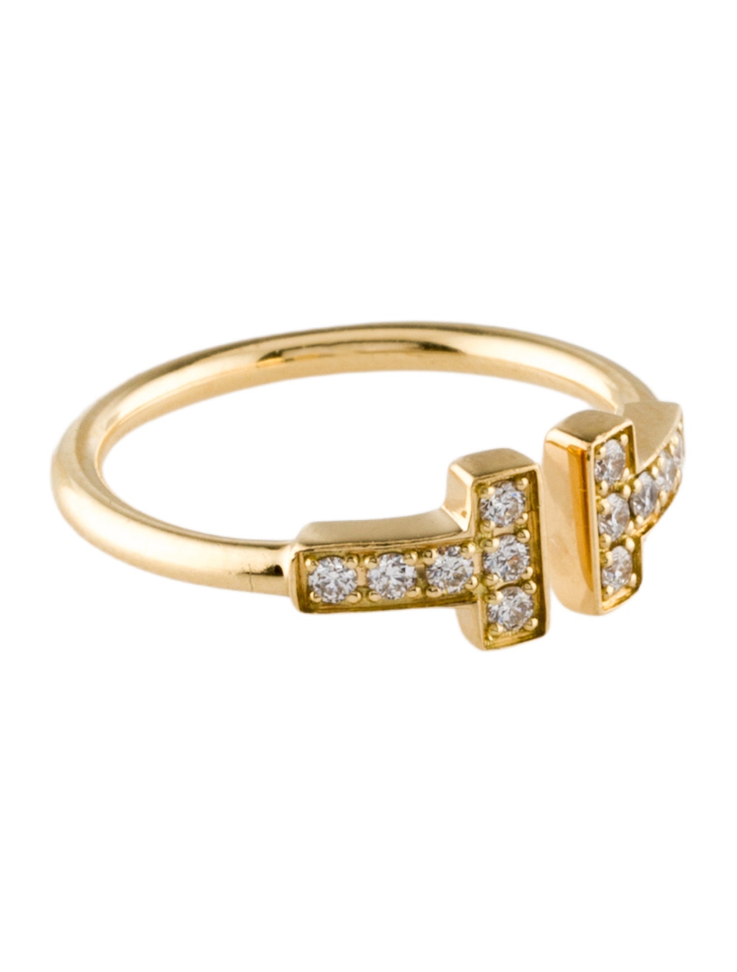 Tiffany & Co. 18K Diamond T Wire Ring