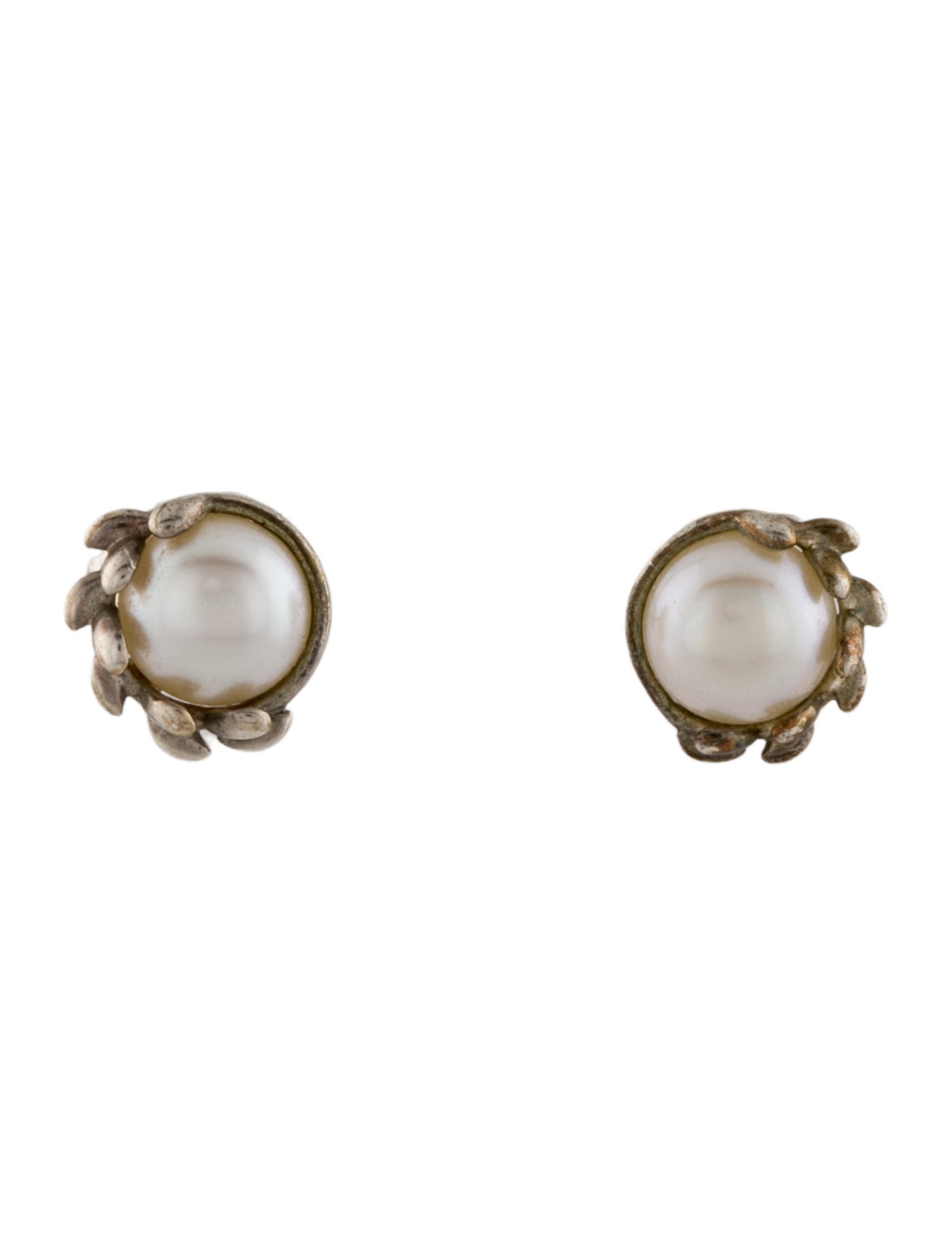 Tiffany & Co. Pearl Olive Leaf Stud Earrings